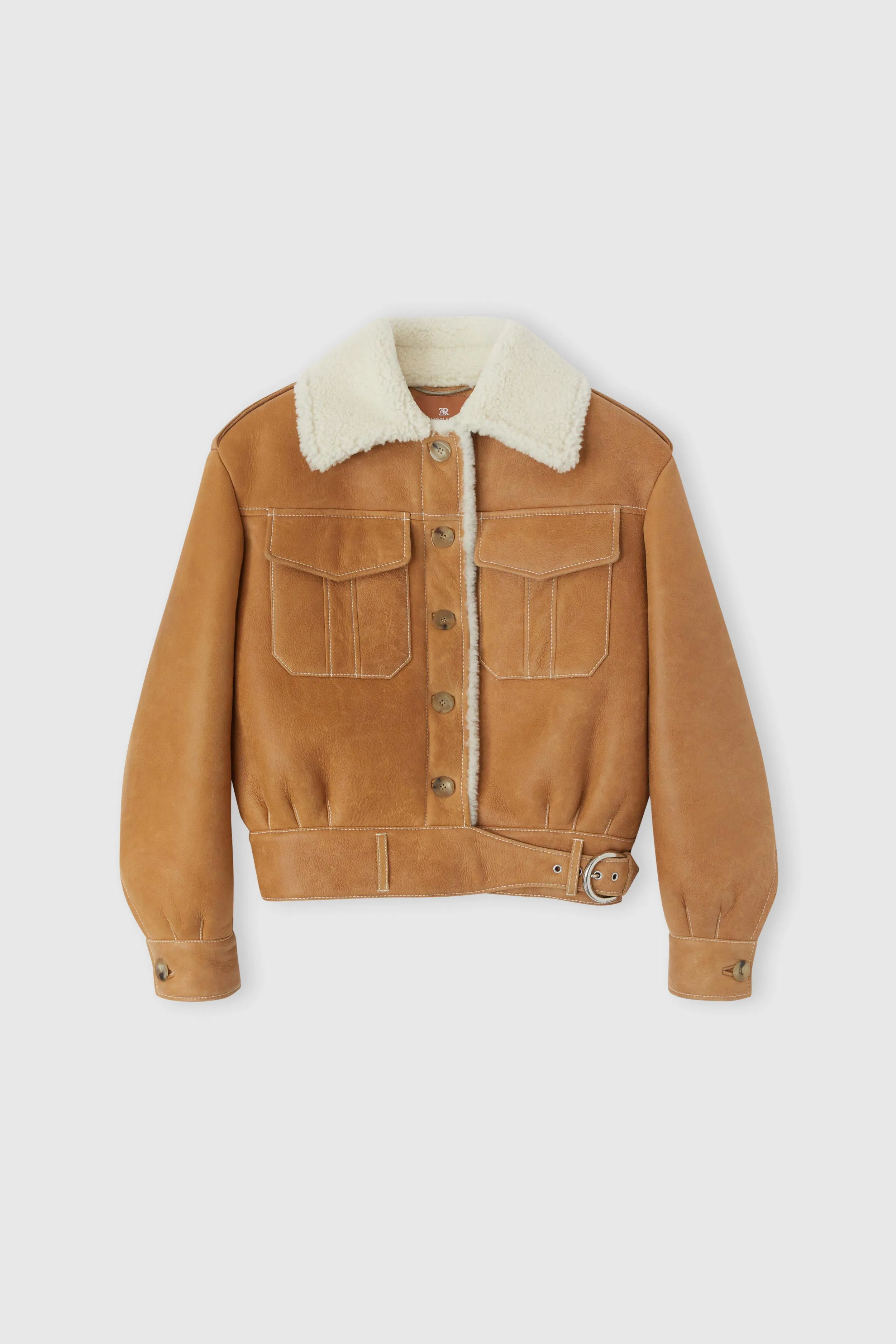 Single-breasted shearling jacket with front pockets sold by Ermanno Scervino