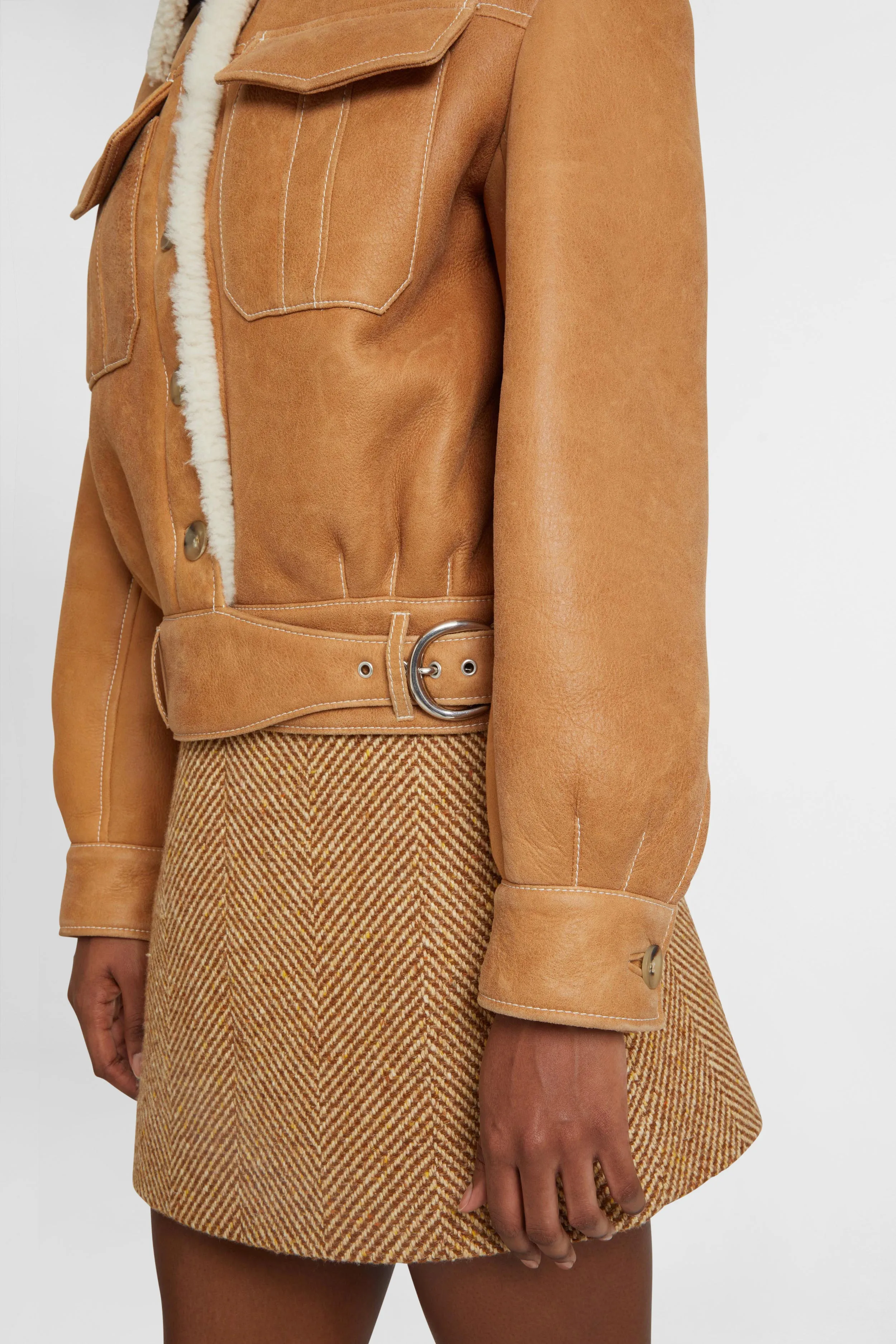 Single-breasted shearling jacket with front pockets sold by Ermanno Scervino product image thumbnail 5