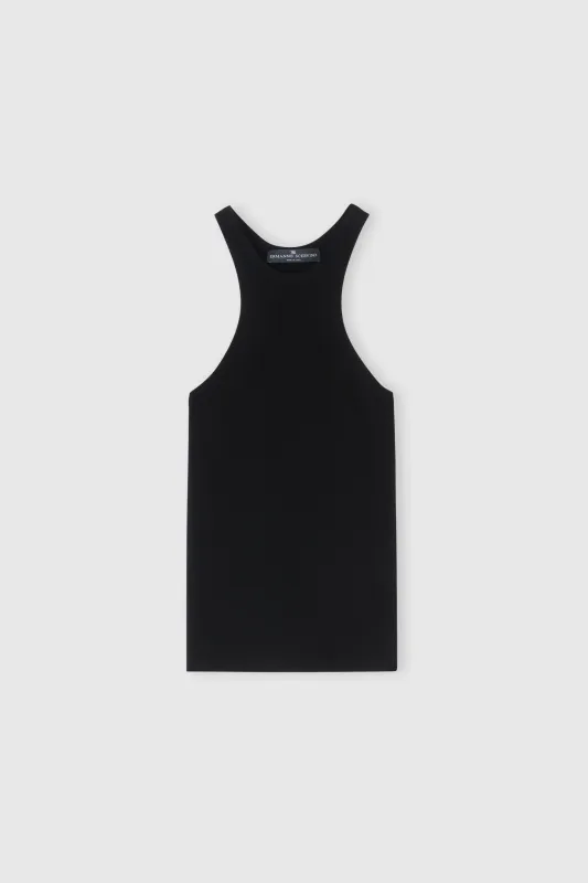 Black viscose blend halterneck tank top sold by Ermanno Scervino