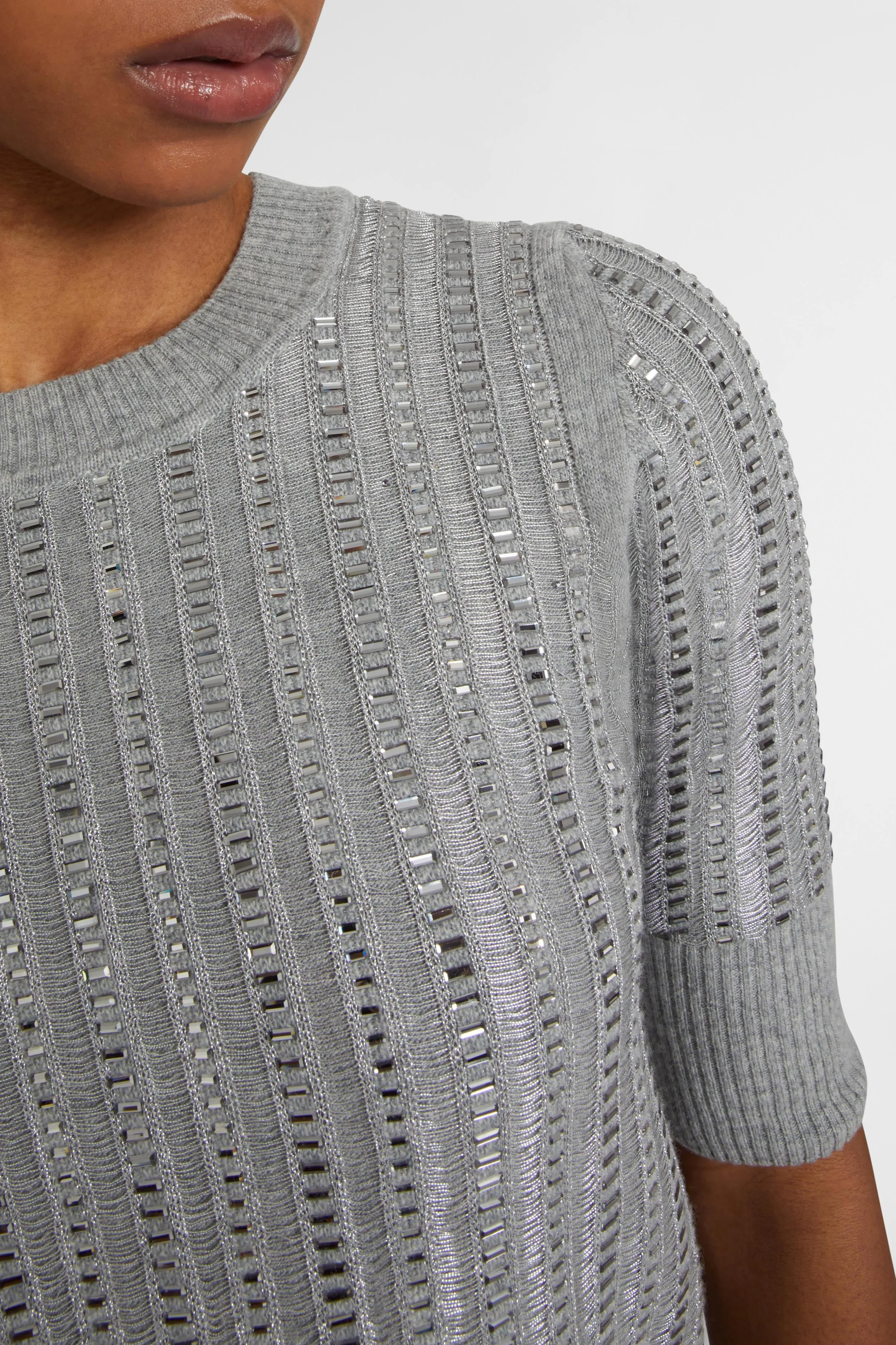 Virgin wool, cashmere and viscose top with baguette crystals sold by Ermanno Scervino product image thumbnail 4
