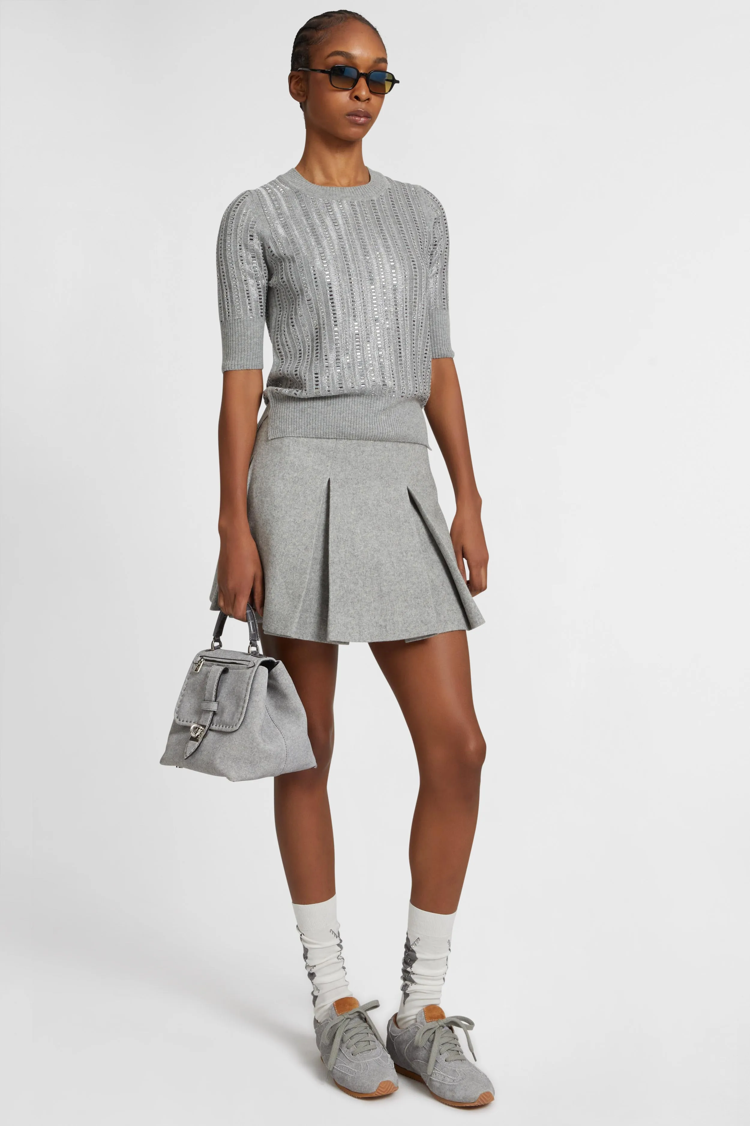 Virgin wool, cashmere and viscose top with baguette crystals sold by Ermanno Scervino product image thumbnail 2