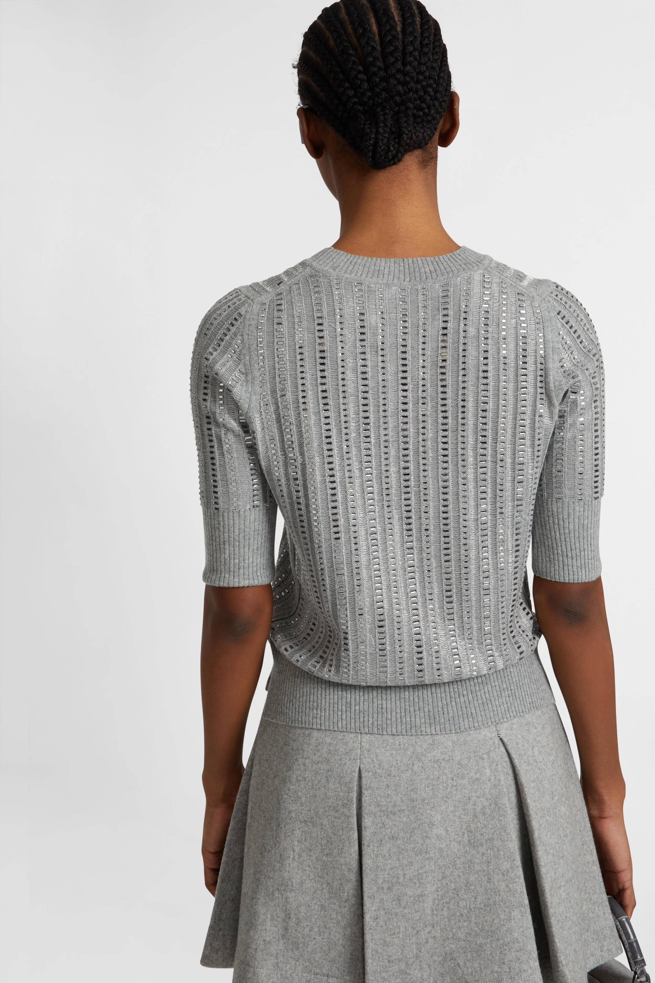 Virgin wool, cashmere and viscose top with baguette crystals sold by Ermanno Scervino product image thumbnail 5