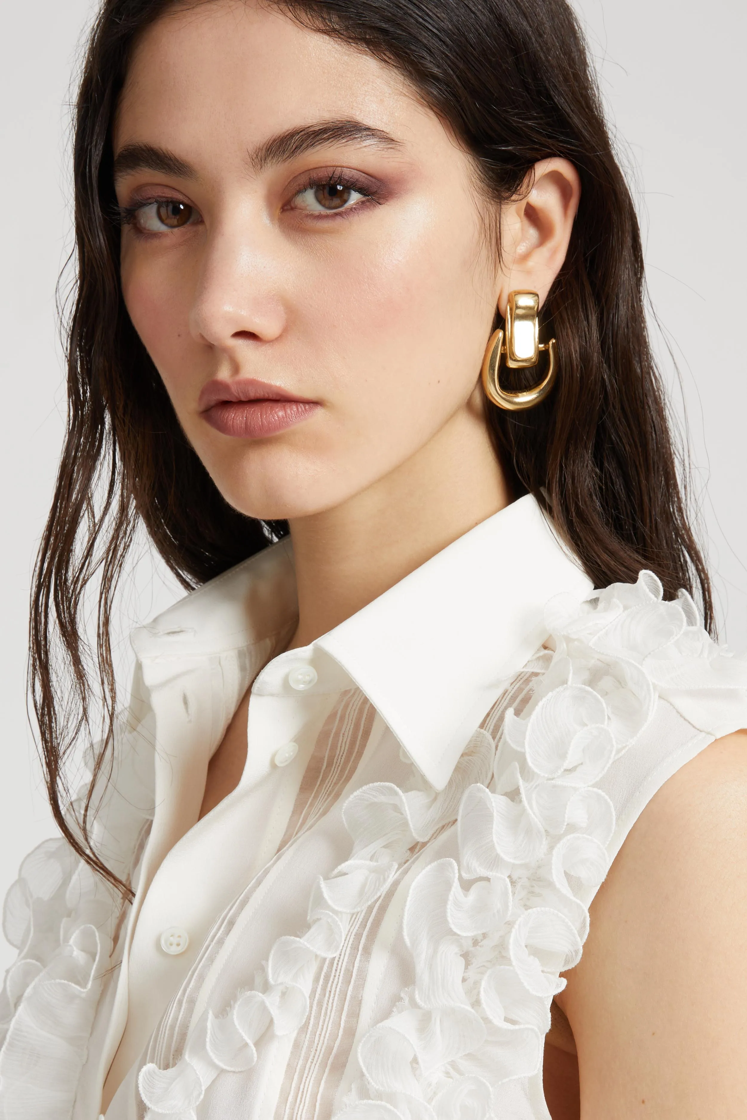 Small gold half-hoop earrings sold by Ermanno Scervino product image thumbnail 2
