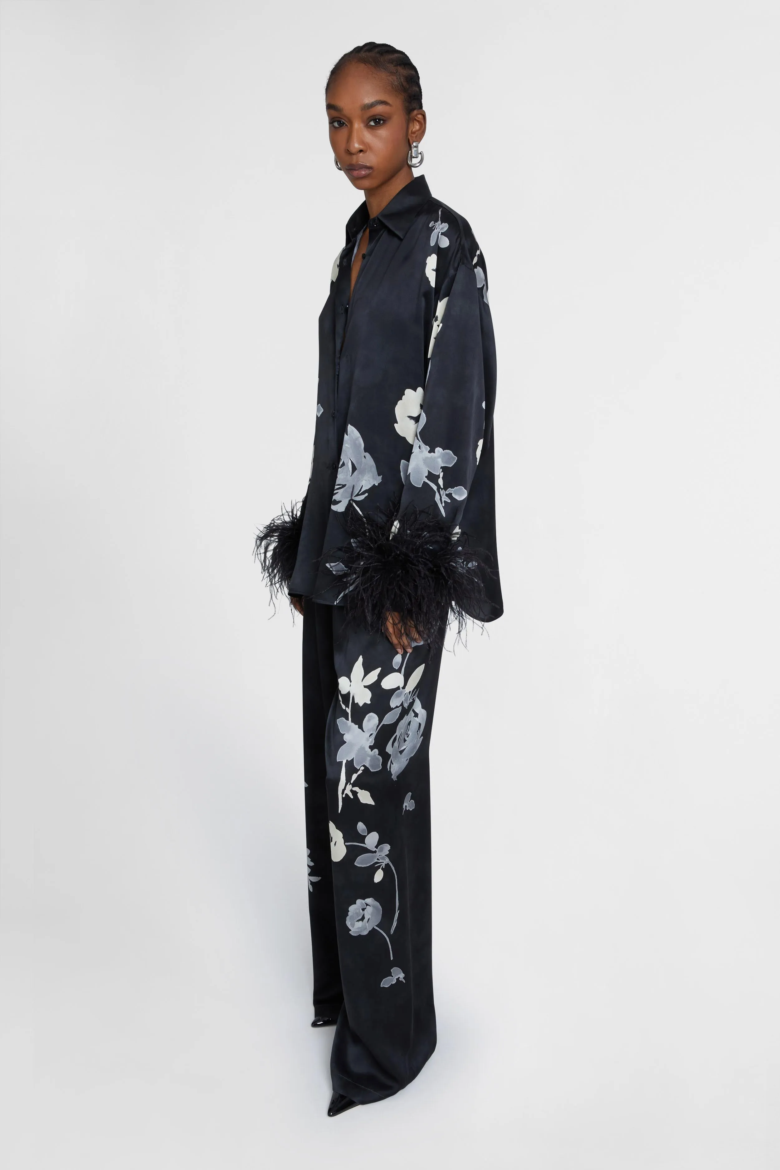 Pure silk trousers with floral print sold by Ermanno Scervino product image thumbnail 2