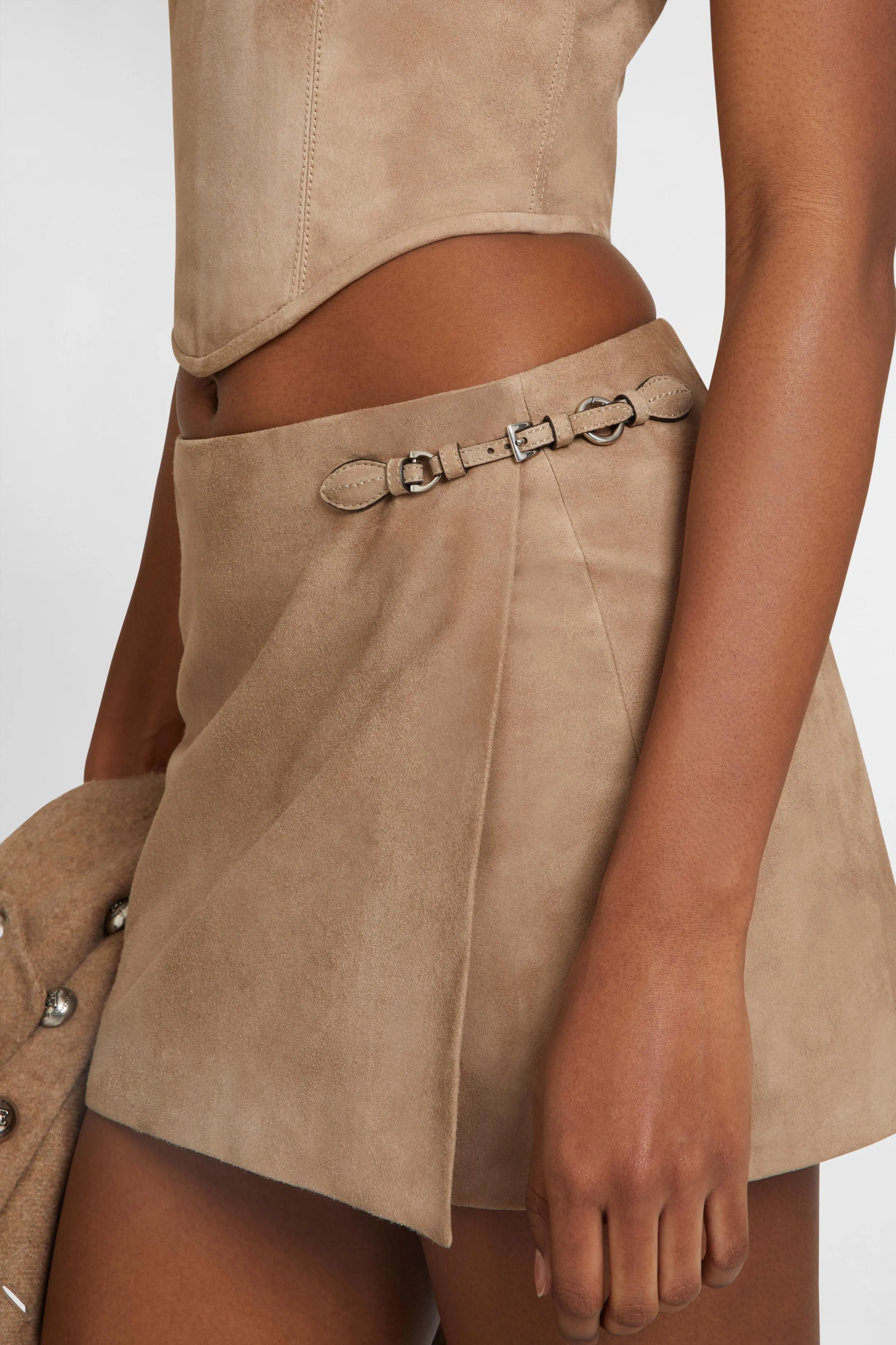 Suede wrap mini skirt sold by Ermanno Scervino product image thumbnail 4