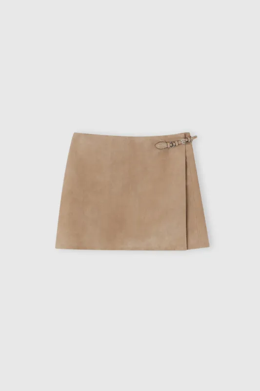 Suede wrap mini skirt made by Ermanno Scervino
