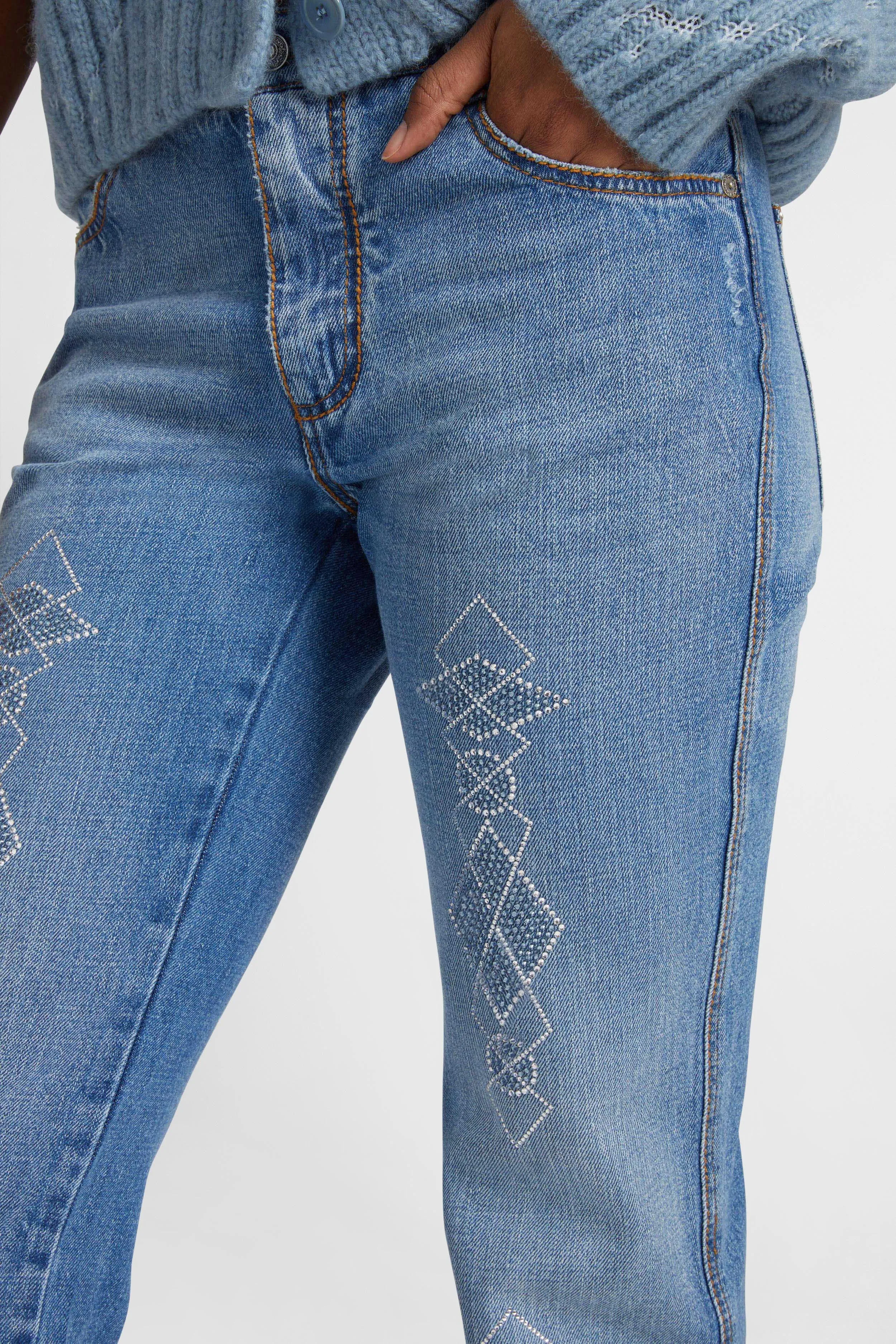 Five-pocket denim jeans with microcrystals sold by Ermanno Scervino product image thumbnail 5
