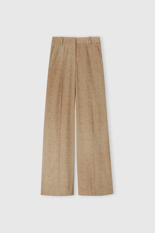 Viscose palazzo trousers with herringbone pattern in shades of brown made by Ermanno Scervino