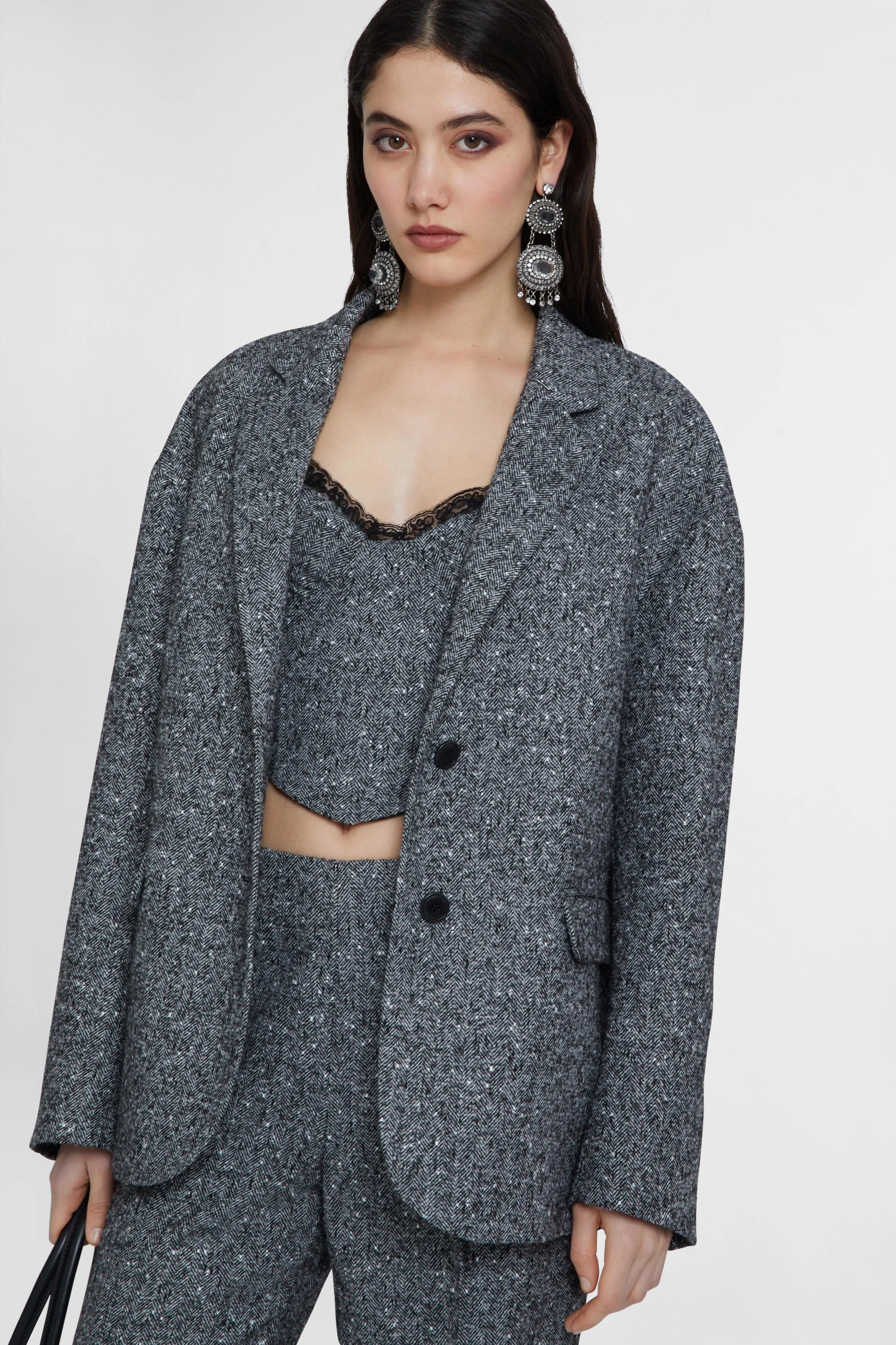 Tailored jacket in wool blend with herringbone pattern sold by Ermanno Scervino product image thumbnail 3