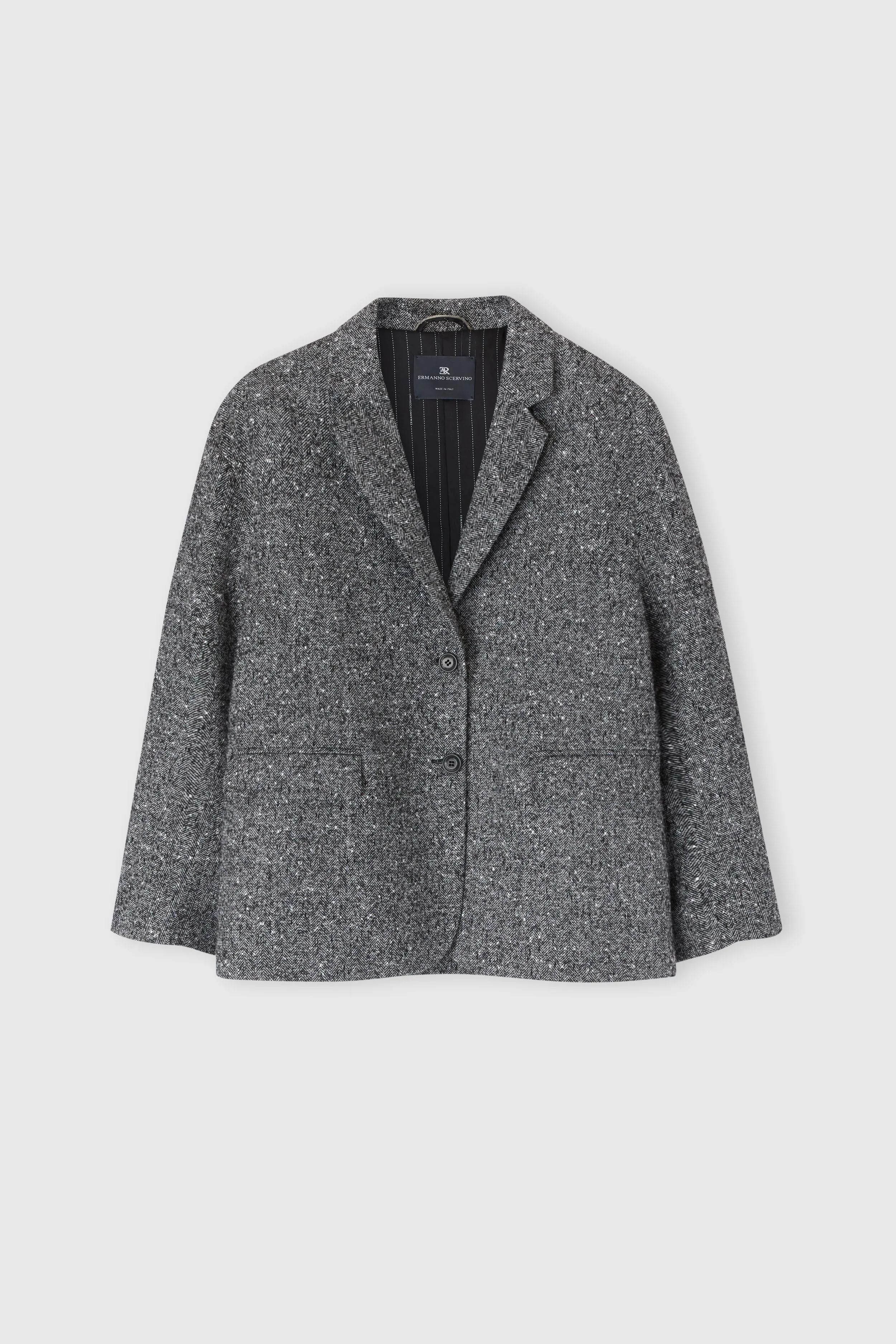 Tailored jacket in wool blend with herringbone pattern sold by Ermanno Scervino