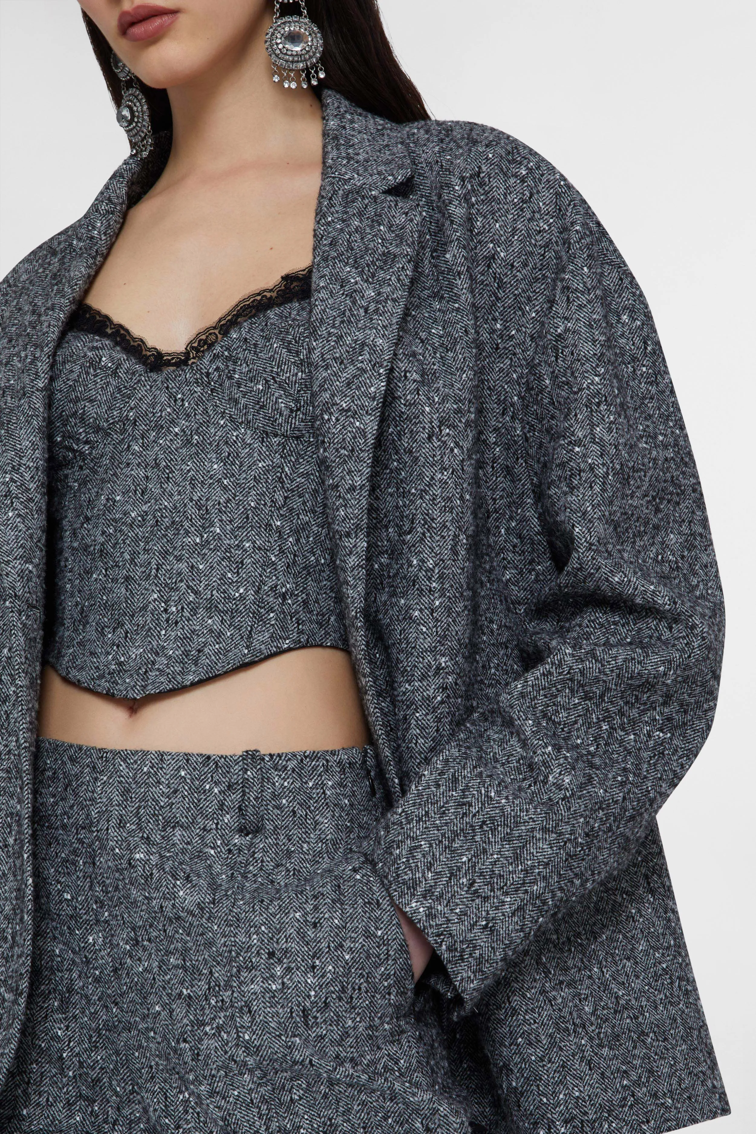 Tailored jacket in wool blend with herringbone pattern sold by Ermanno Scervino product image thumbnail 4