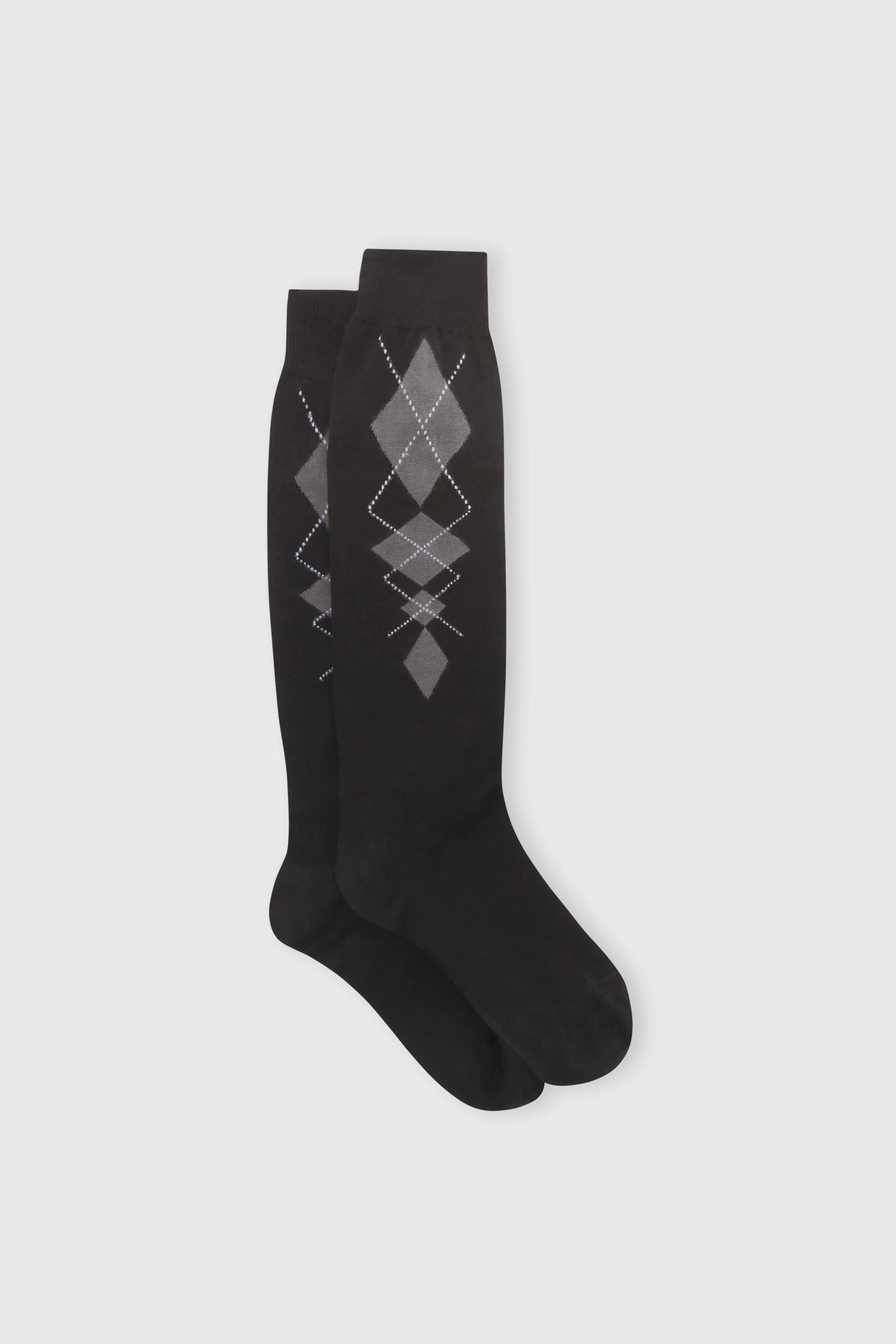 Cotton socks with black/grey argyle pattern sold by Ermanno Scervino