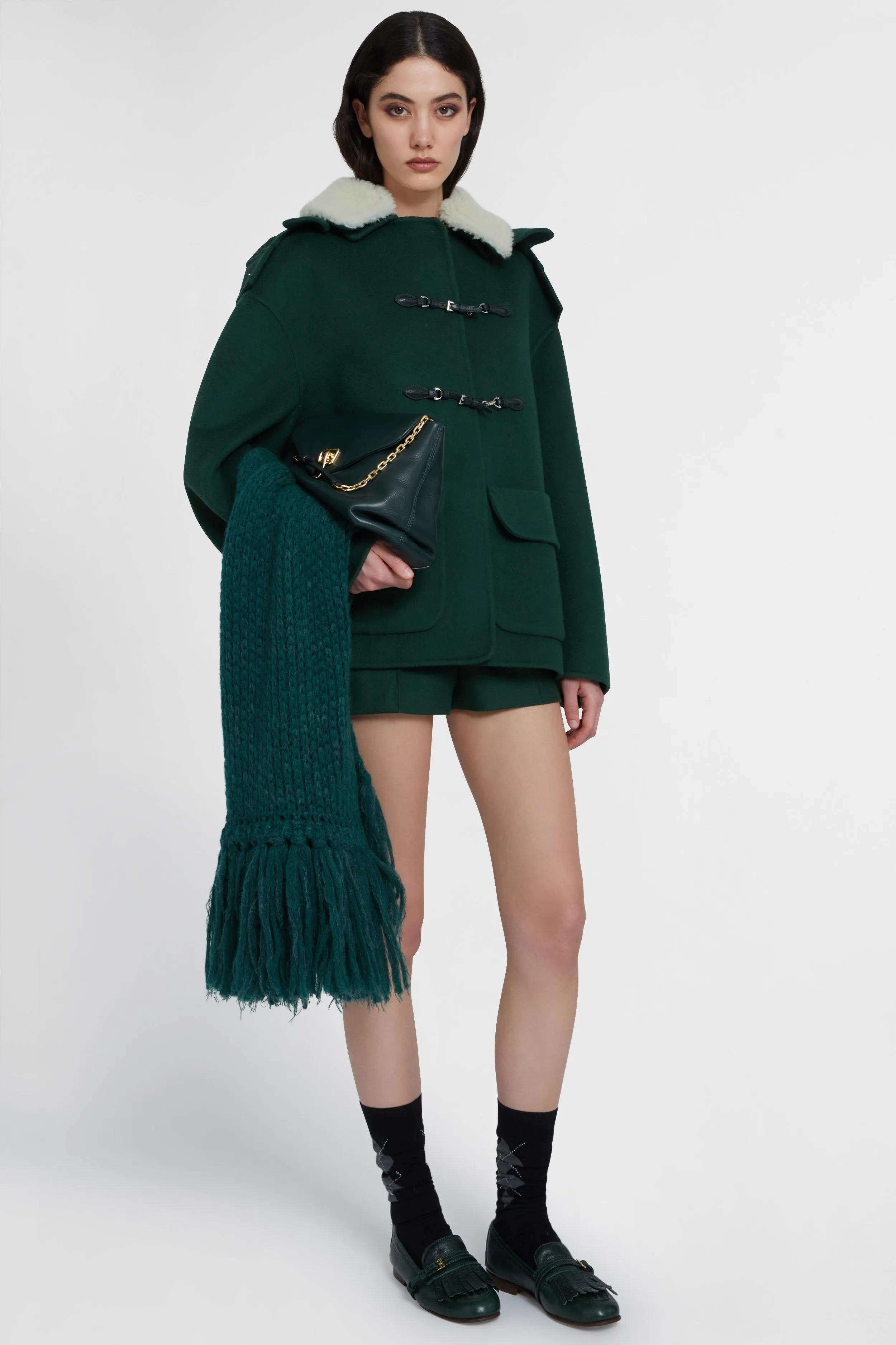 Alpaca and mohair blend scarf with tone-on-tone fringes sold by Ermanno Scervino product image thumbnail 2