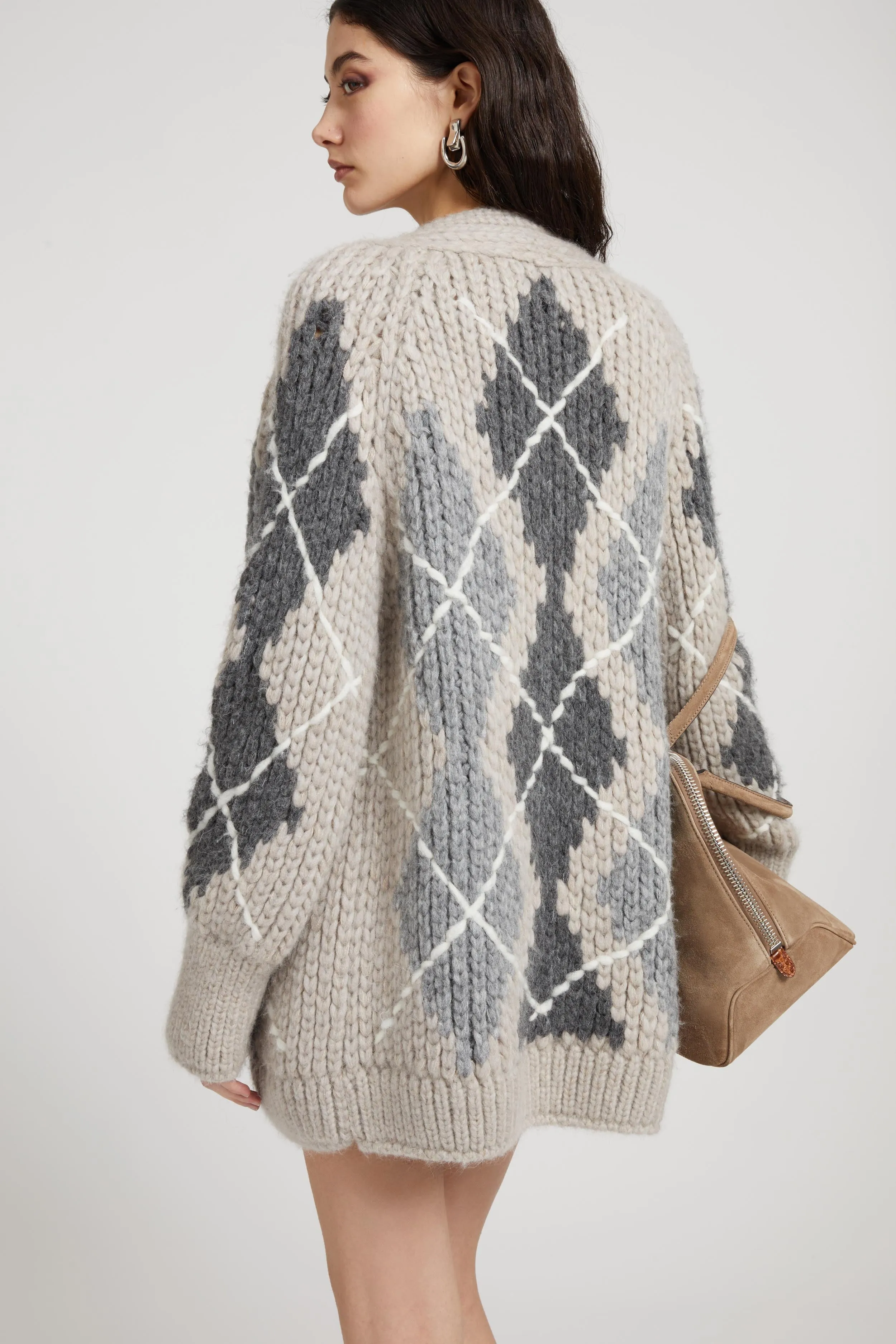 Alpaca, mohair and cashmere blend cardigan with argyle motif sold by Ermanno Scervino product image thumbnail 5
