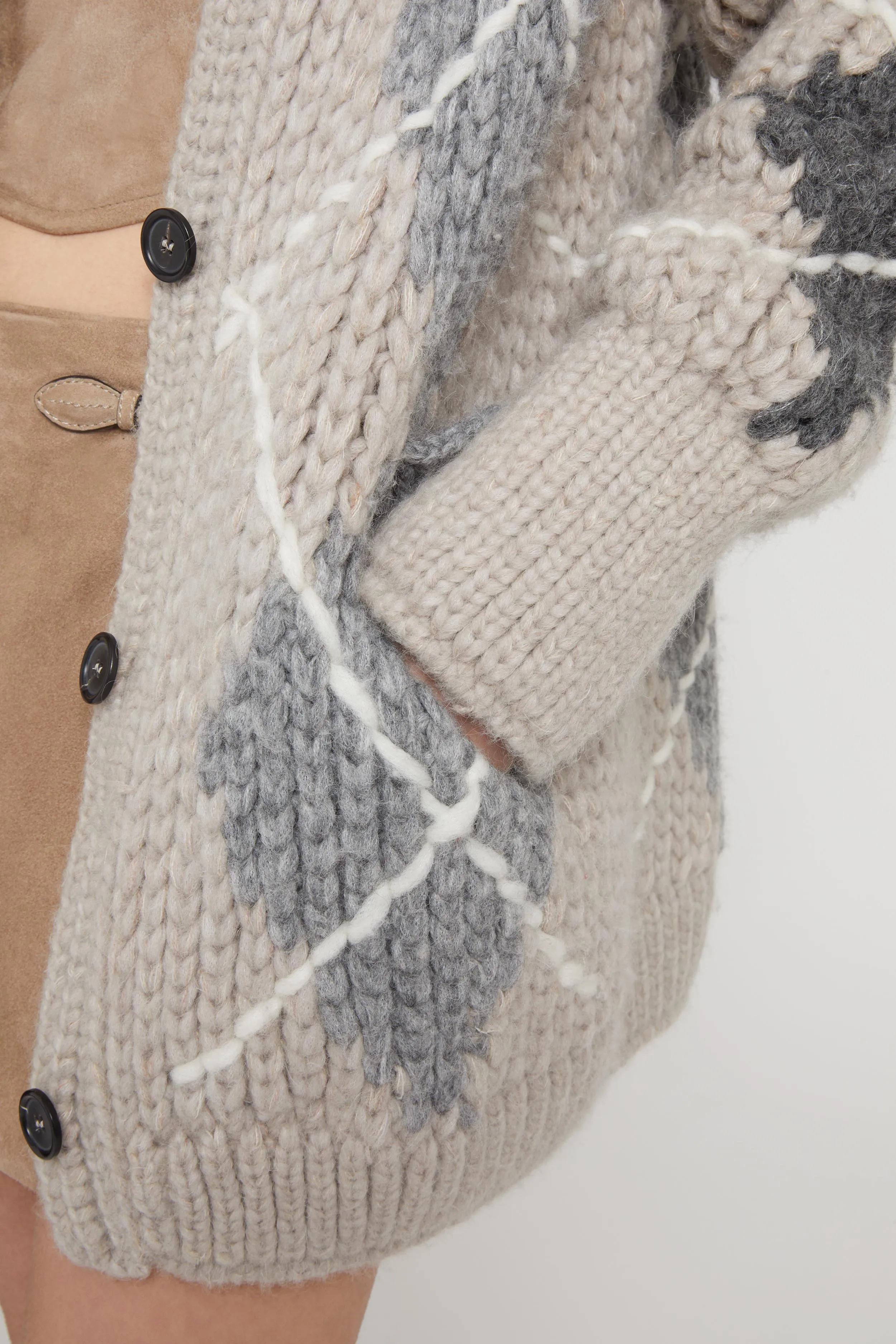 Alpaca, mohair and cashmere blend cardigan with argyle motif sold by Ermanno Scervino product image thumbnail 4