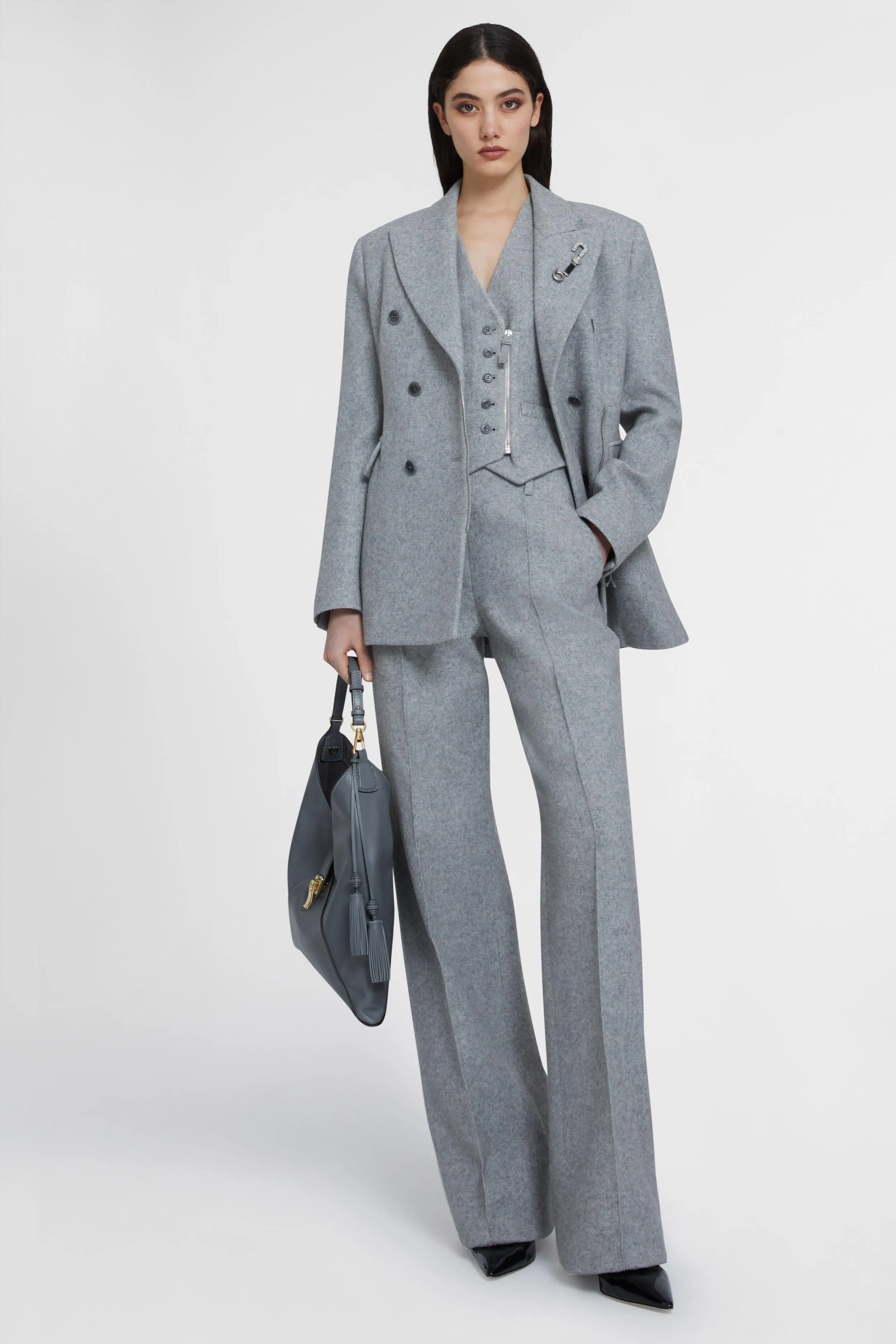 Double-breasted wool blend jacket with asymmetric zip sold by Ermanno Scervino product image thumbnail 2
