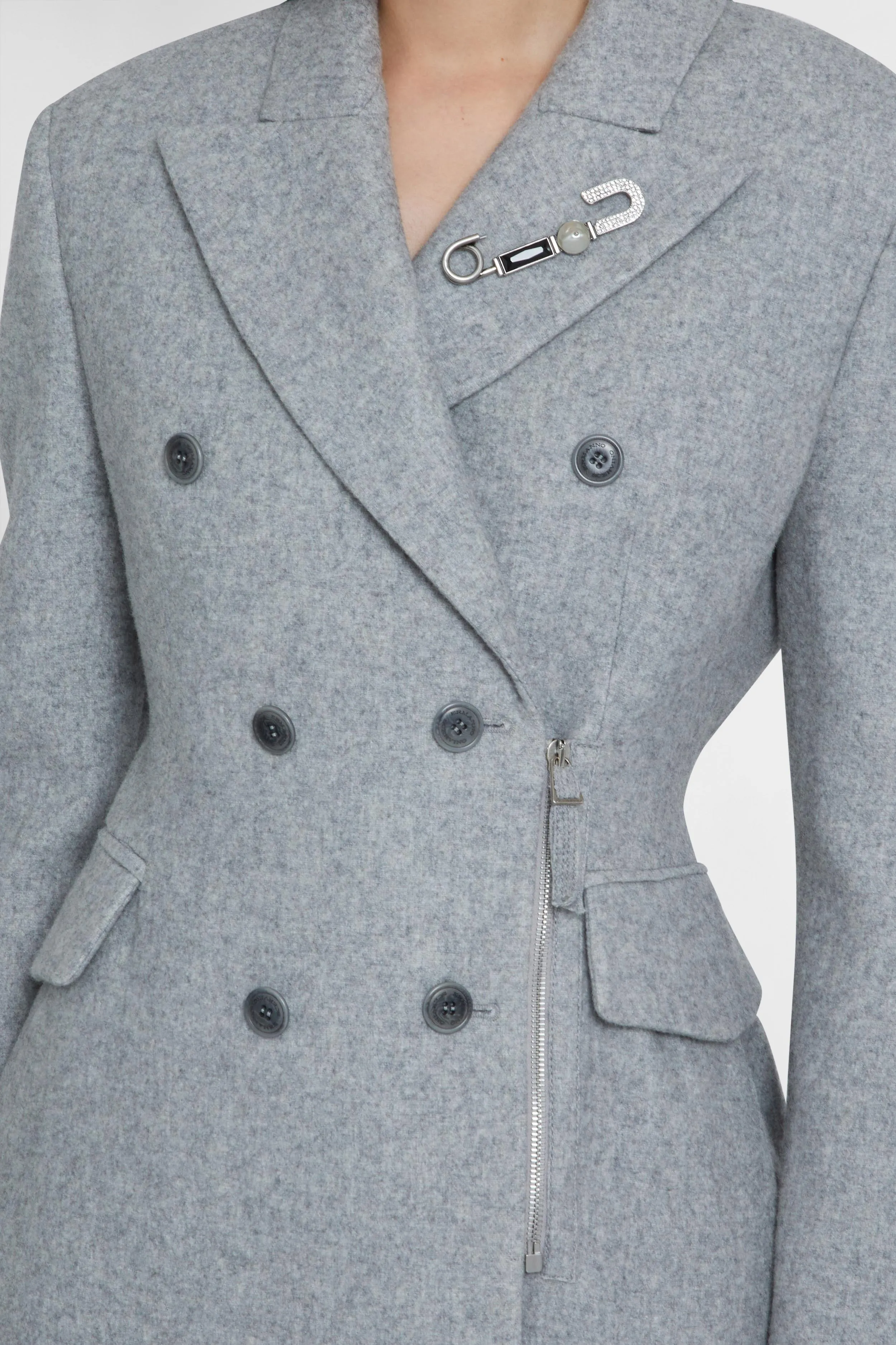 Double-breasted wool blend jacket with asymmetric zip sold by Ermanno Scervino product image thumbnail 4