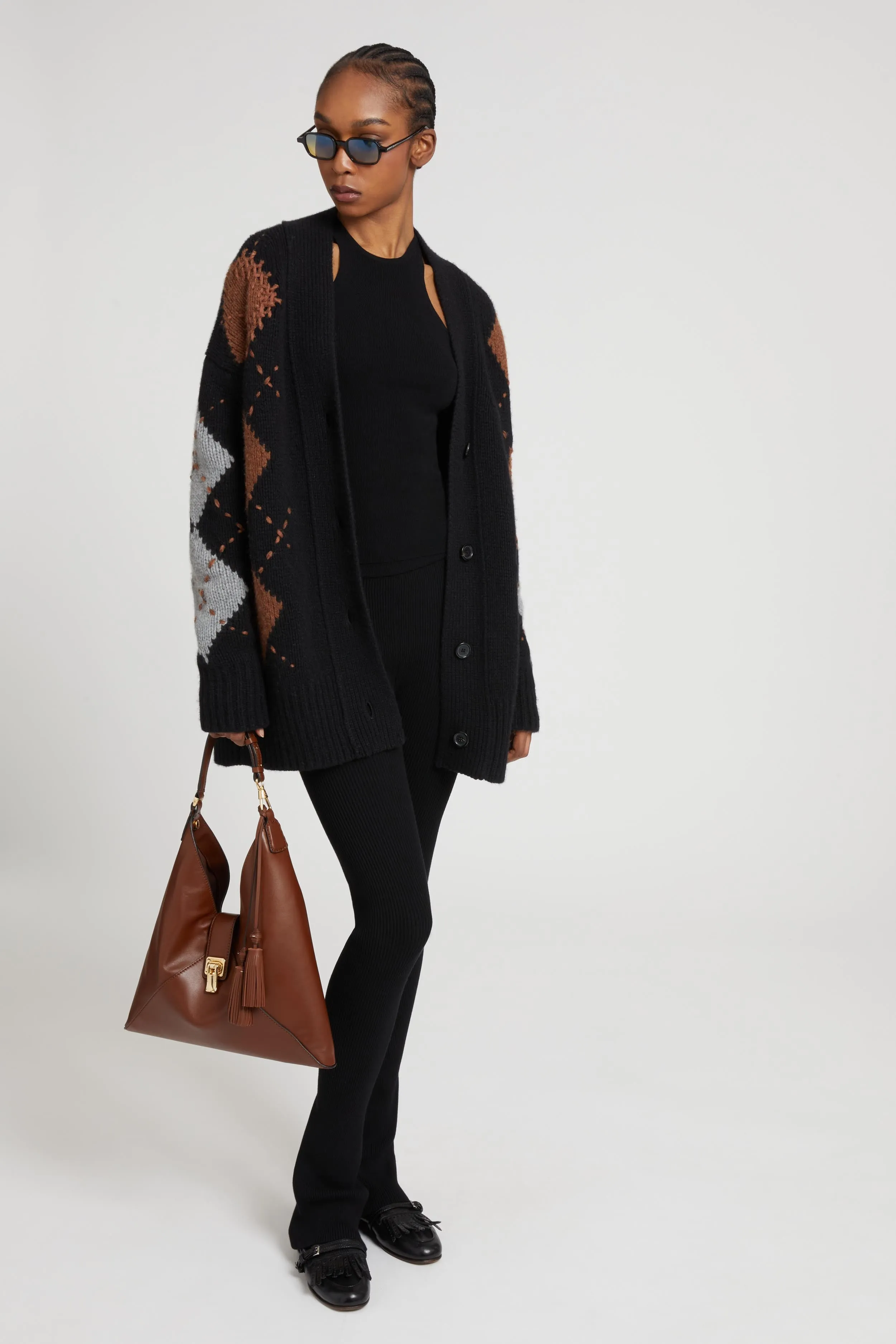 Cashmere cardigan with argyle motif in contrasting shades sold by Ermanno Scervino product image thumbnail 2