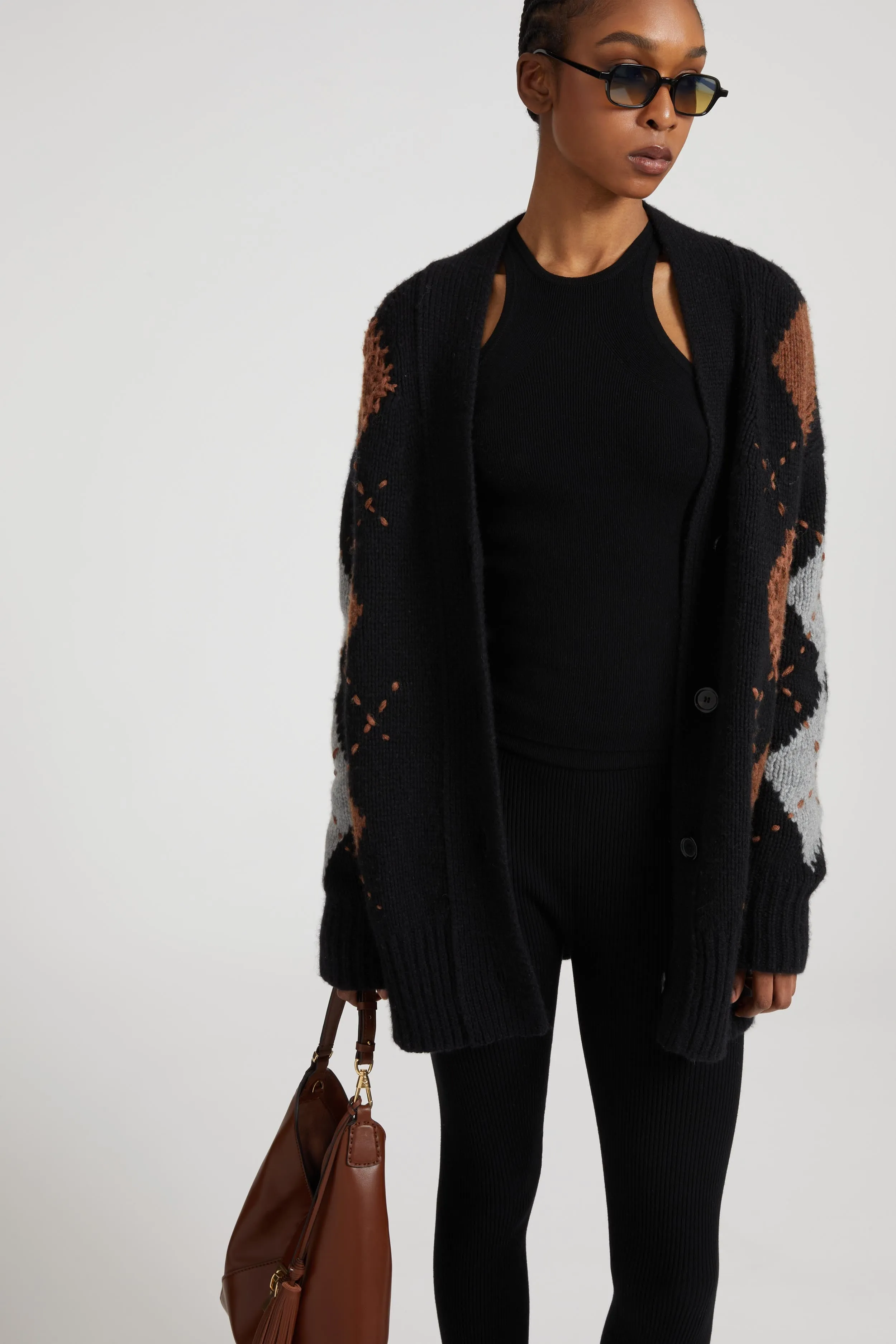 Cashmere cardigan with argyle motif in contrasting shades sold by Ermanno Scervino product image thumbnail 4