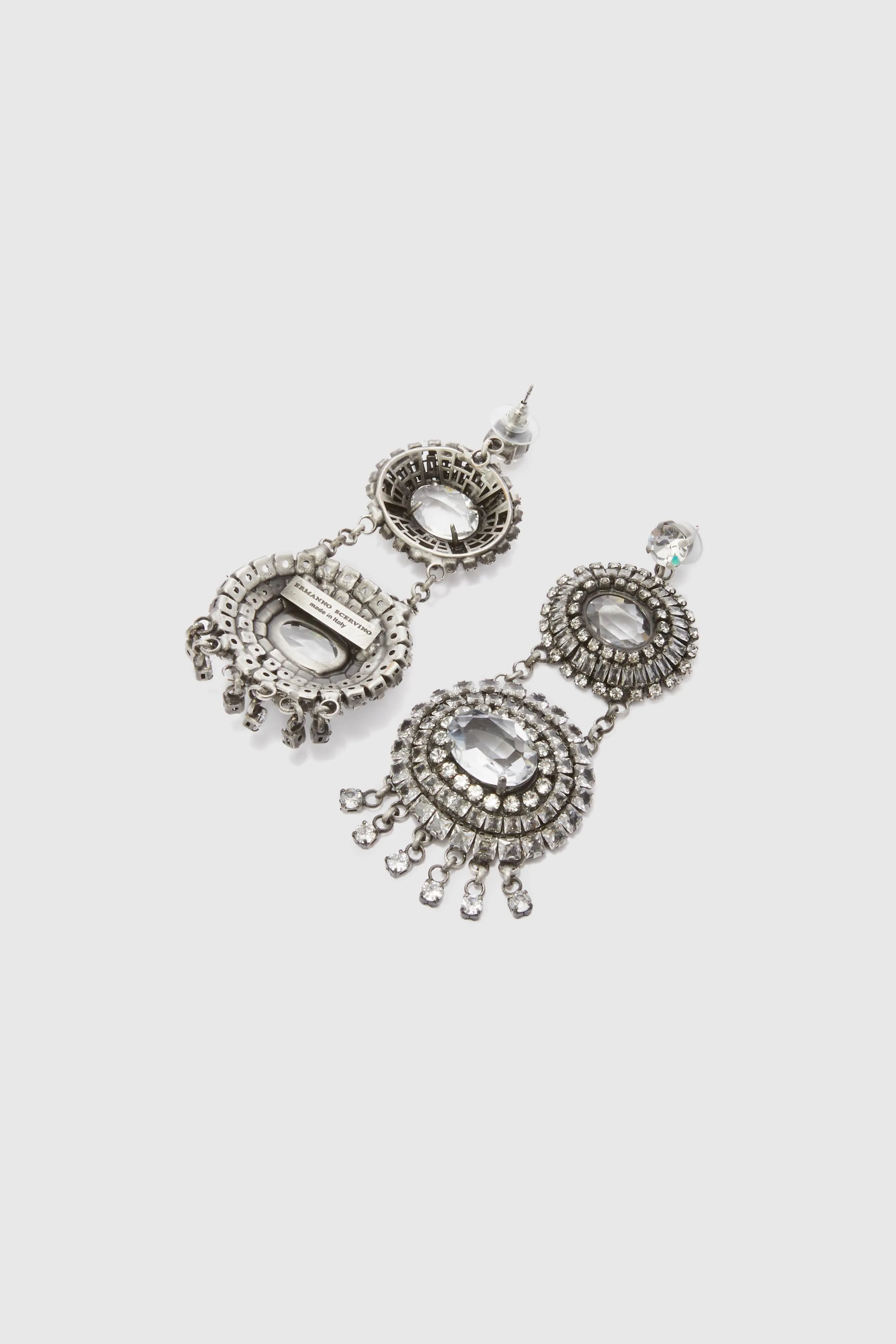 Chandelier earrings with oval crystals sold by Ermanno Scervino product image thumbnail 3