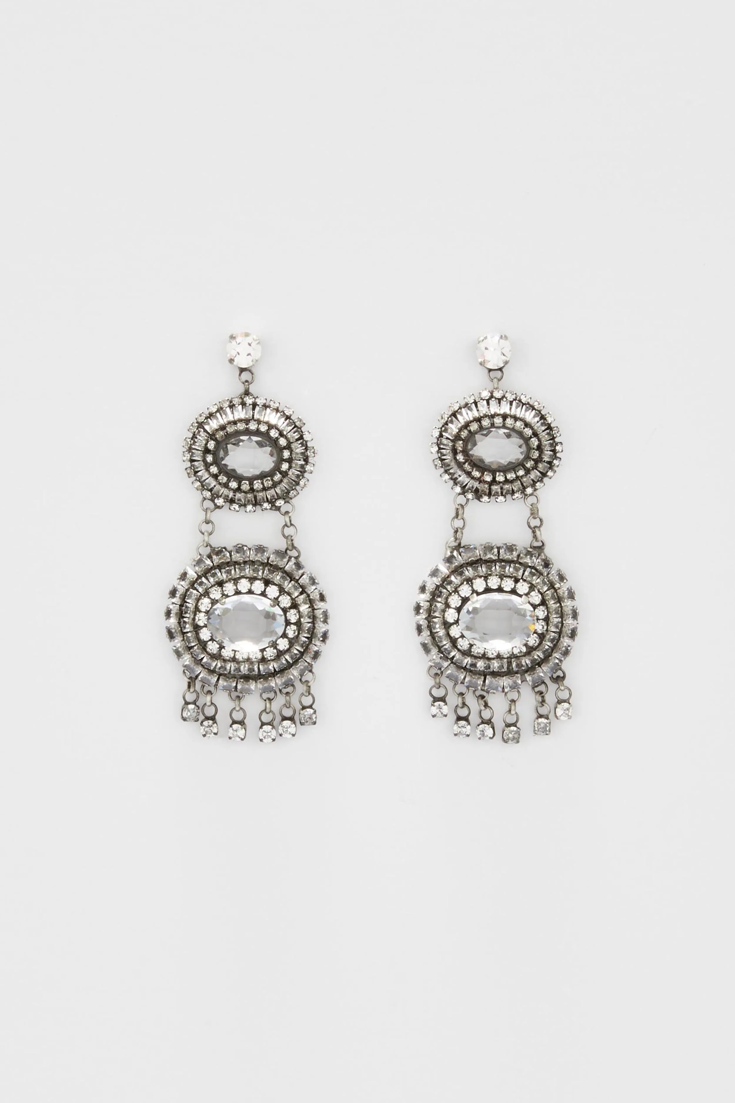 Chandelier earrings with oval crystals sold by Ermanno Scervino