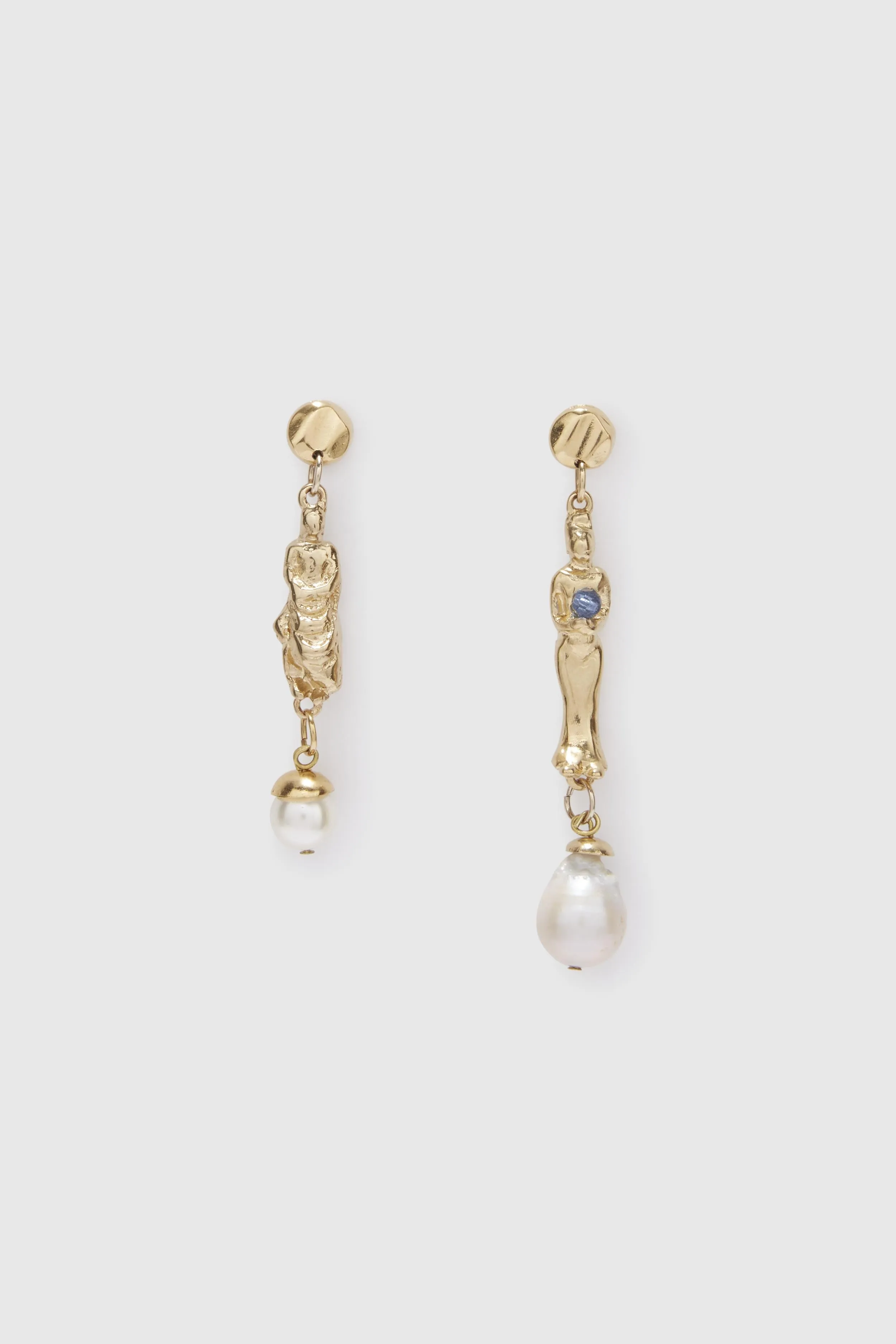 Earrings with sculptural pendants and pearls sold by Ermanno Scervino