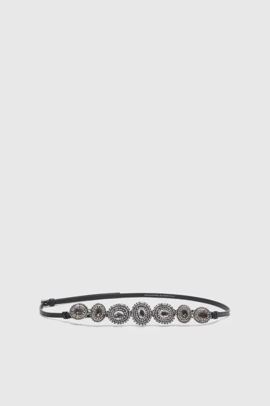 Black belt in smooth calfskin with double buckle tip and loop sold by Ermanno Scervino