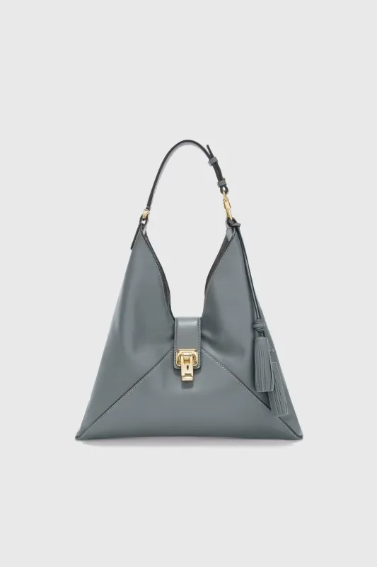 Dudu bag in smooth dark grey calfskin made by Ermanno Scervino