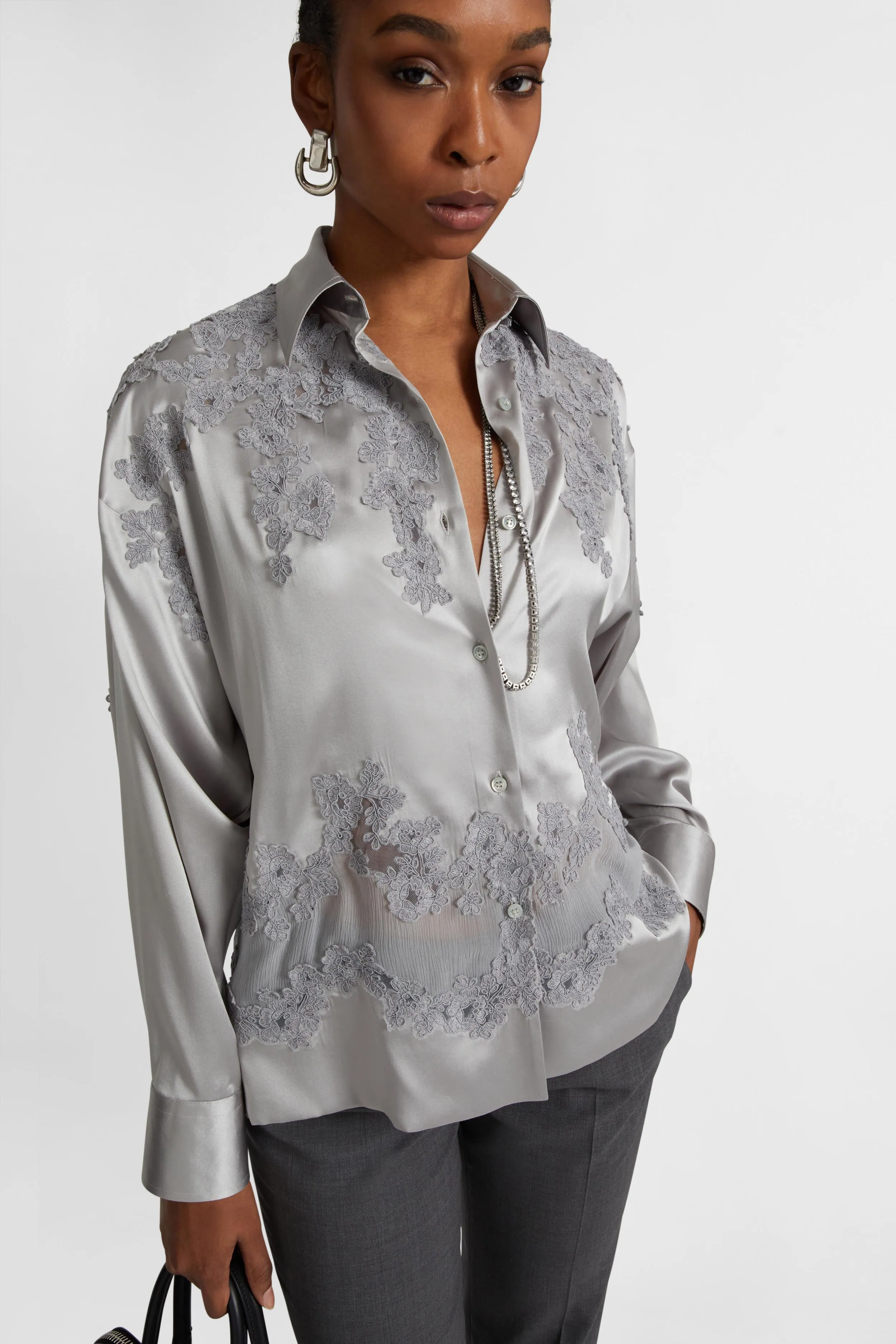 Silk shirt with rebrodè lace sold by Ermanno Scervino product image thumbnail 3
