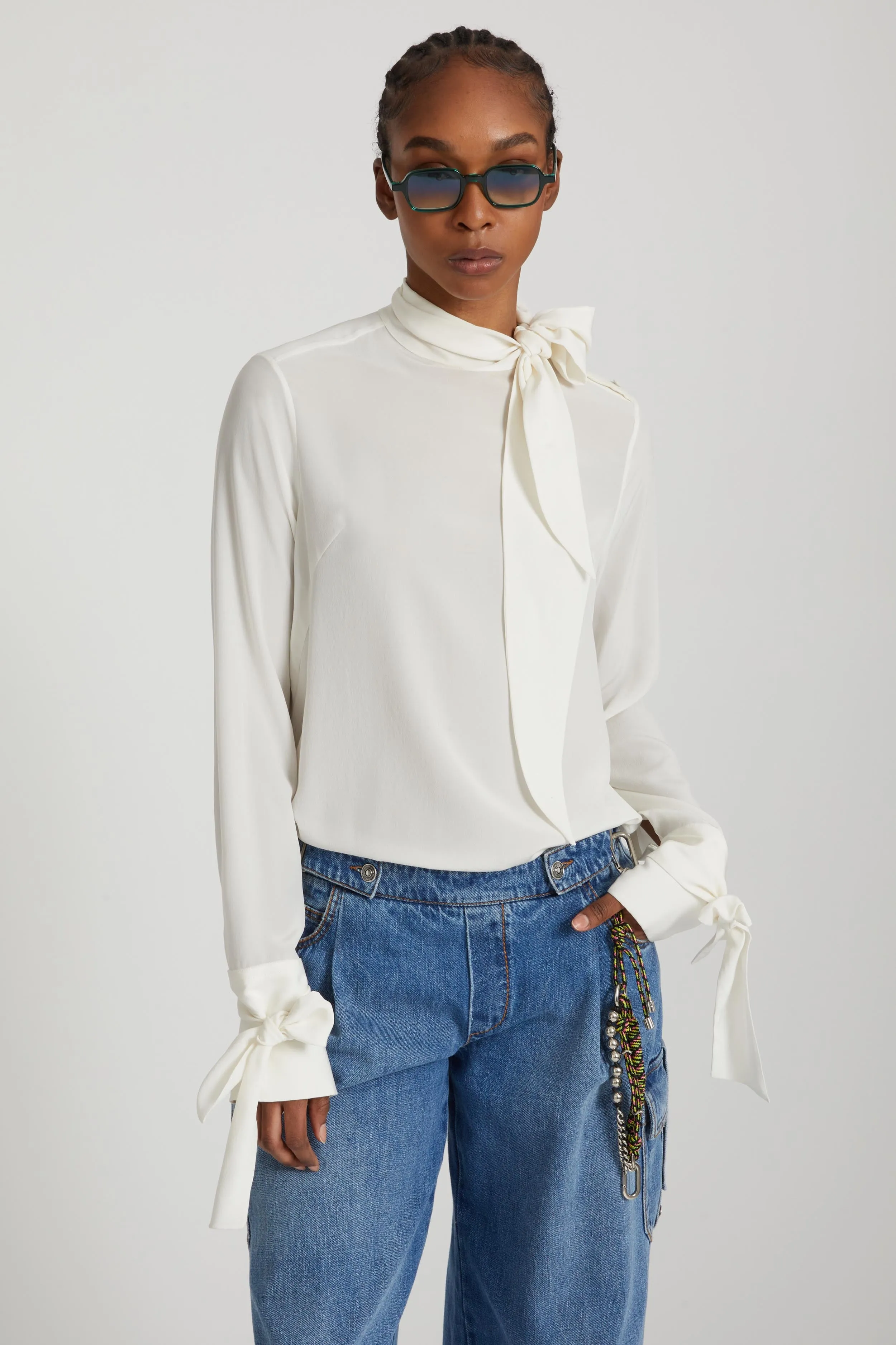 Pure silk blouse with decorative bows sold by Ermanno Scervino product image thumbnail 2