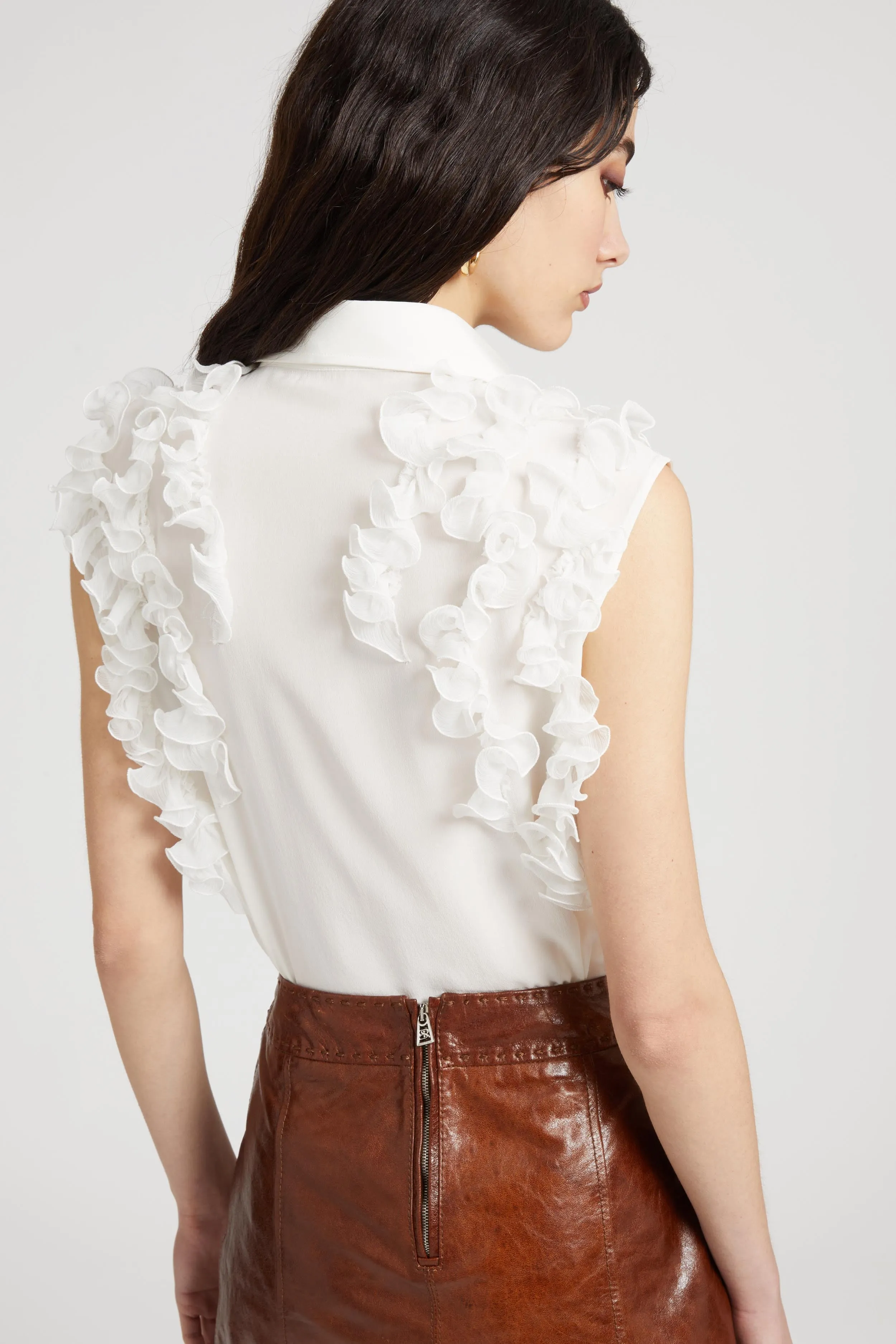 Silk sleeveless shirt with ruffles sold by Ermanno Scervino product image thumbnail 4