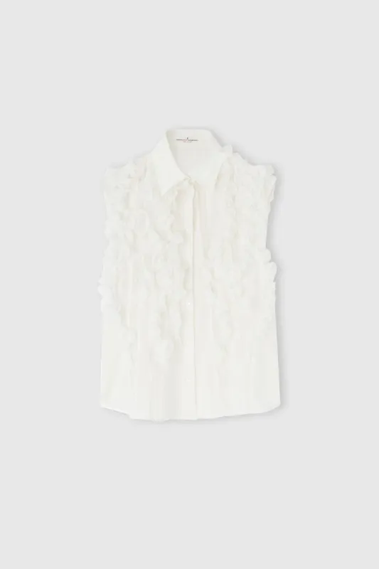 Silk sleeveless shirt with ruffles sold by Ermanno Scervino