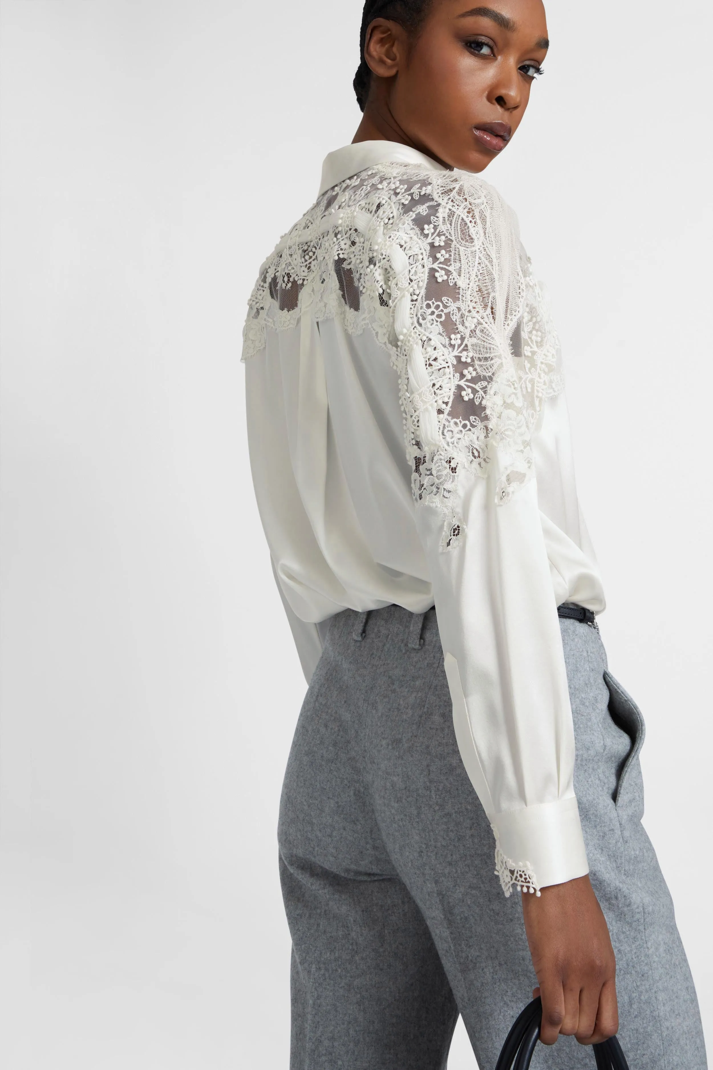 Stretch silk shirt with lace sold by Ermanno Scervino product image thumbnail 5