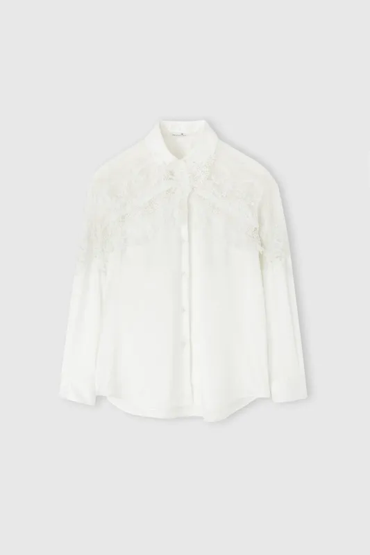 Stretch silk shirt with lace sold by Ermanno Scervino