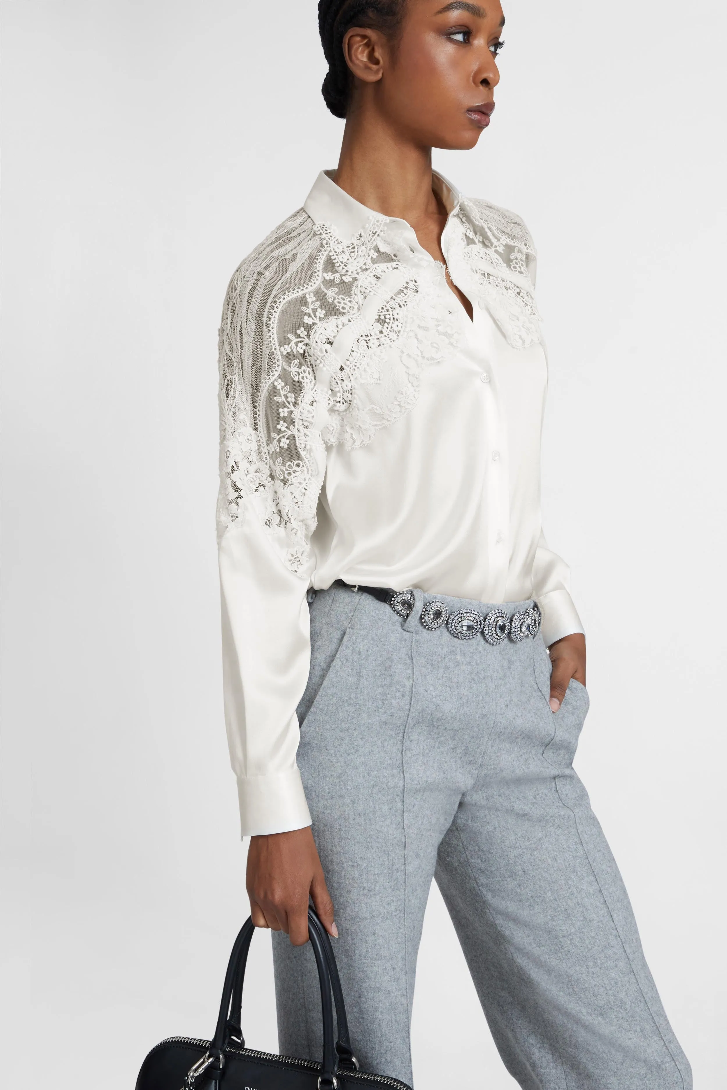 Stretch silk shirt with lace sold by Ermanno Scervino product image thumbnail 3