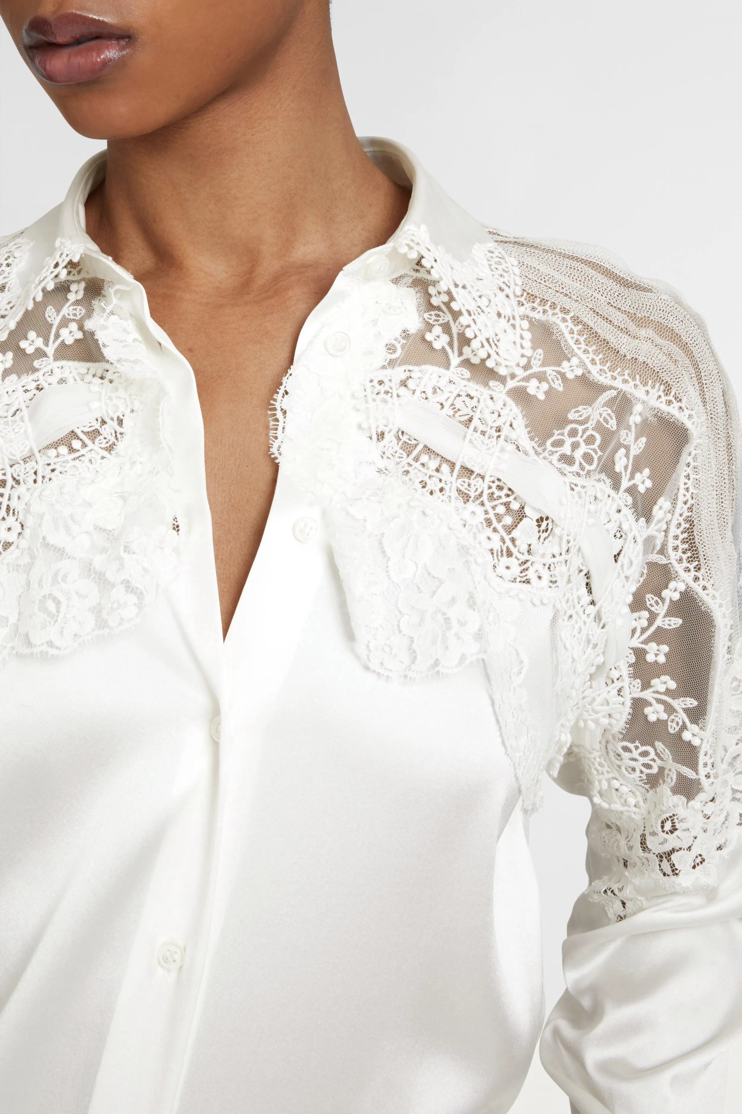 Stretch silk shirt with lace sold by Ermanno Scervino product image thumbnail 4