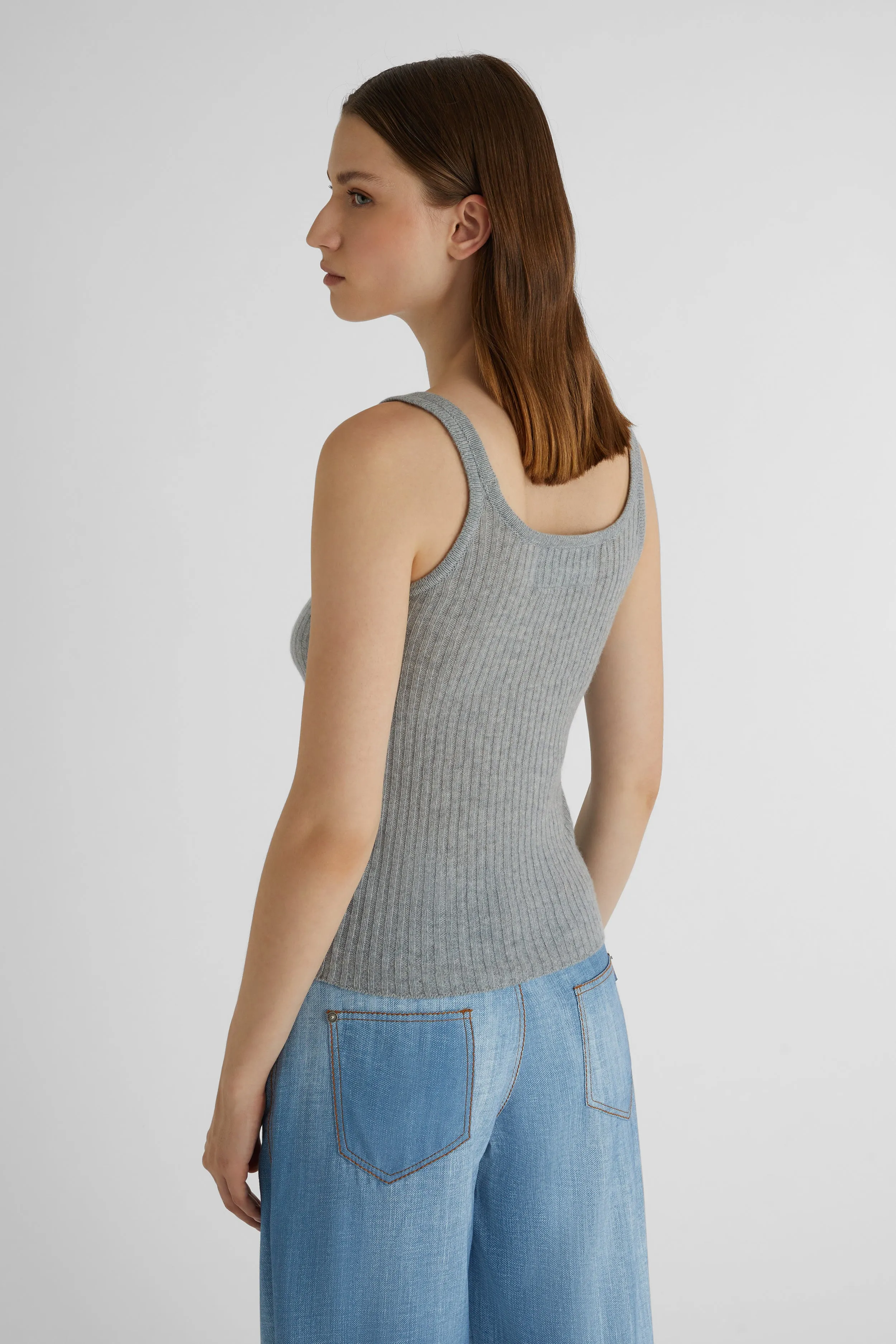 Gray pure cashmere tank top sold by Ermanno Scervino product image thumbnail 3