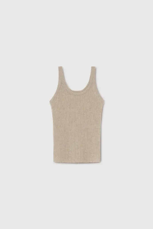 Taupe pure cashmere tank top sold by Ermanno Scervino