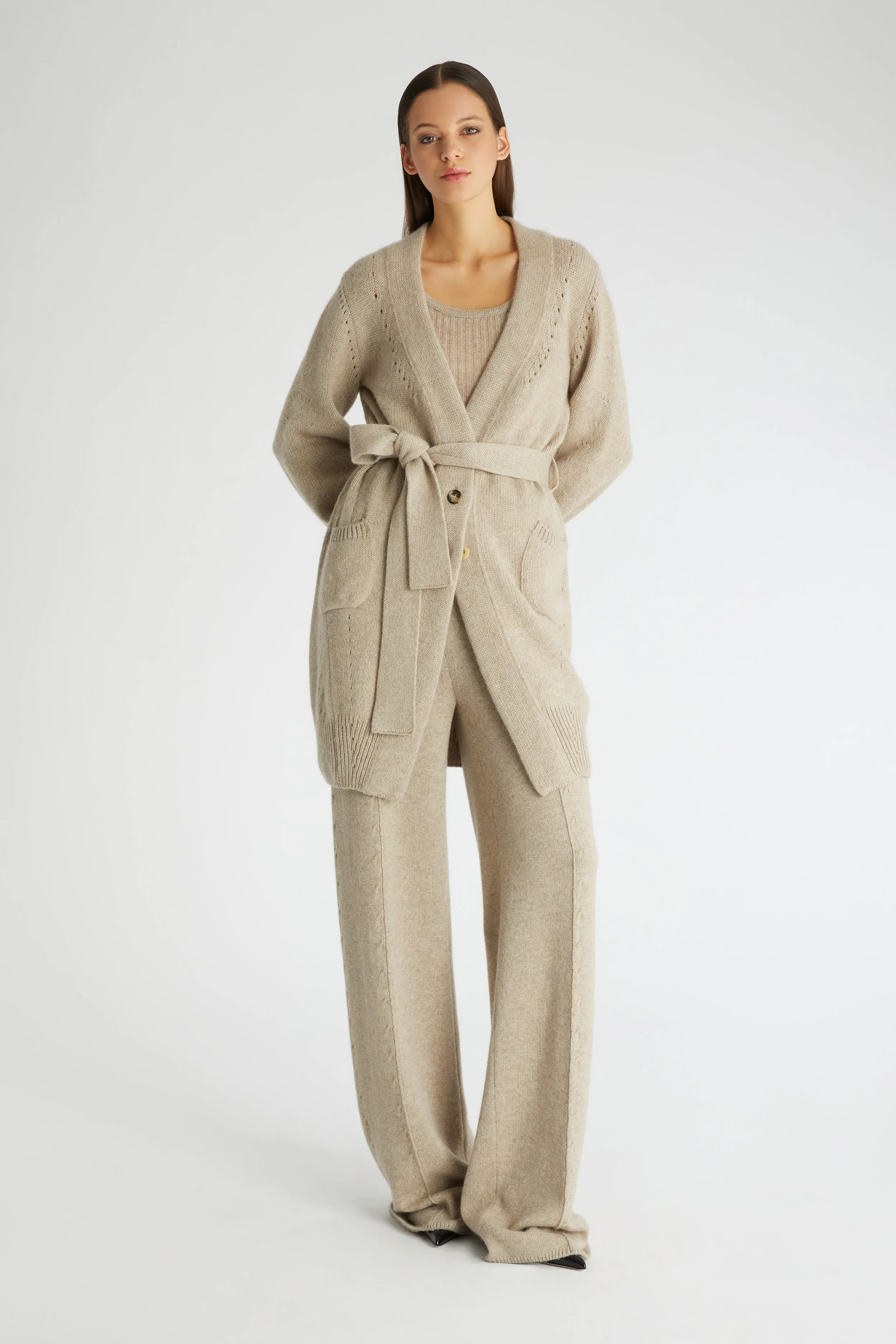 Taupe pure cashmere tank top sold by Ermanno Scervino product image thumbnail 3