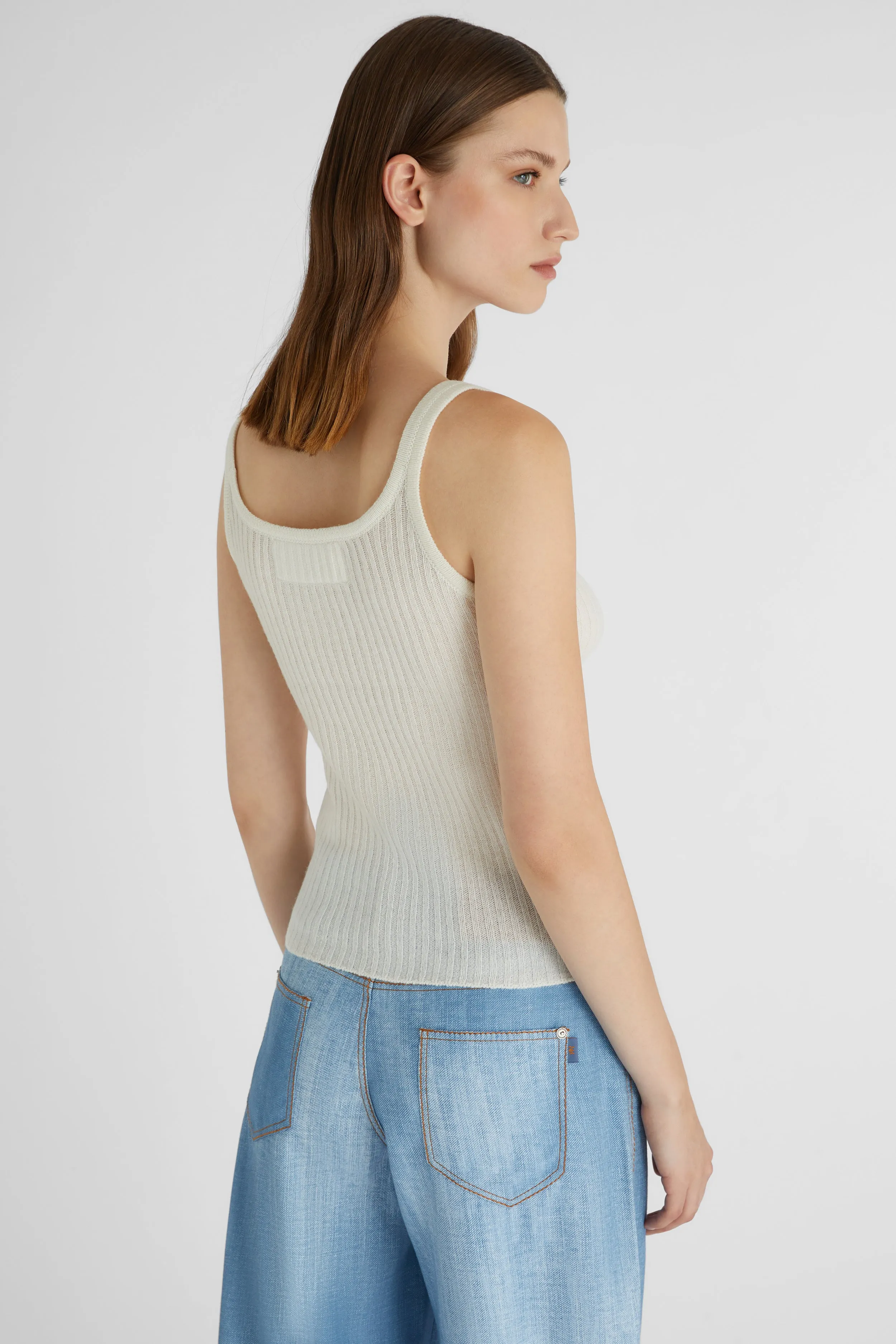 White pure cashmere tank top sold by Ermanno Scervino product image thumbnail 3