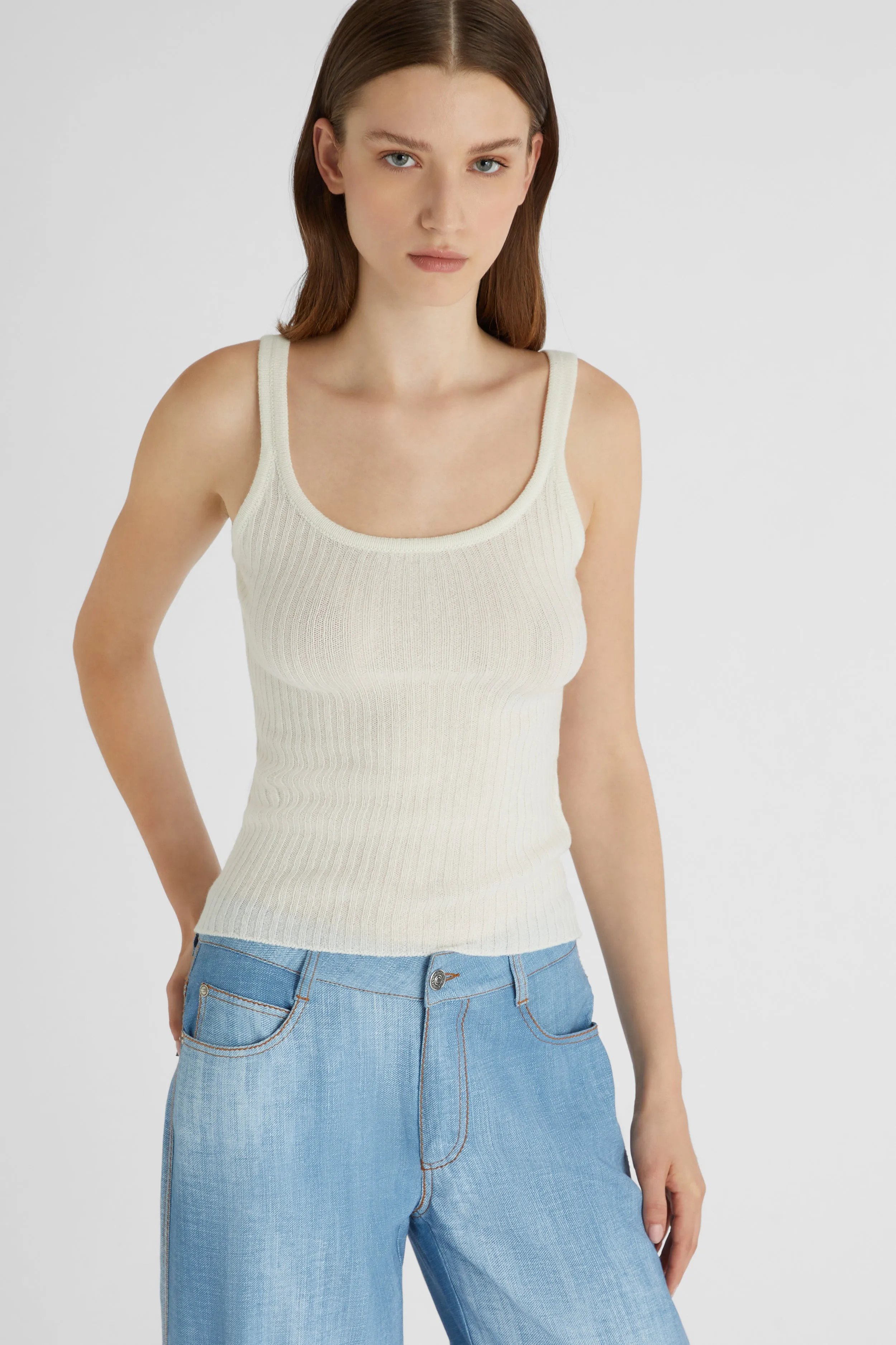 White pure cashmere tank top sold by Ermanno Scervino product image thumbnail 2
