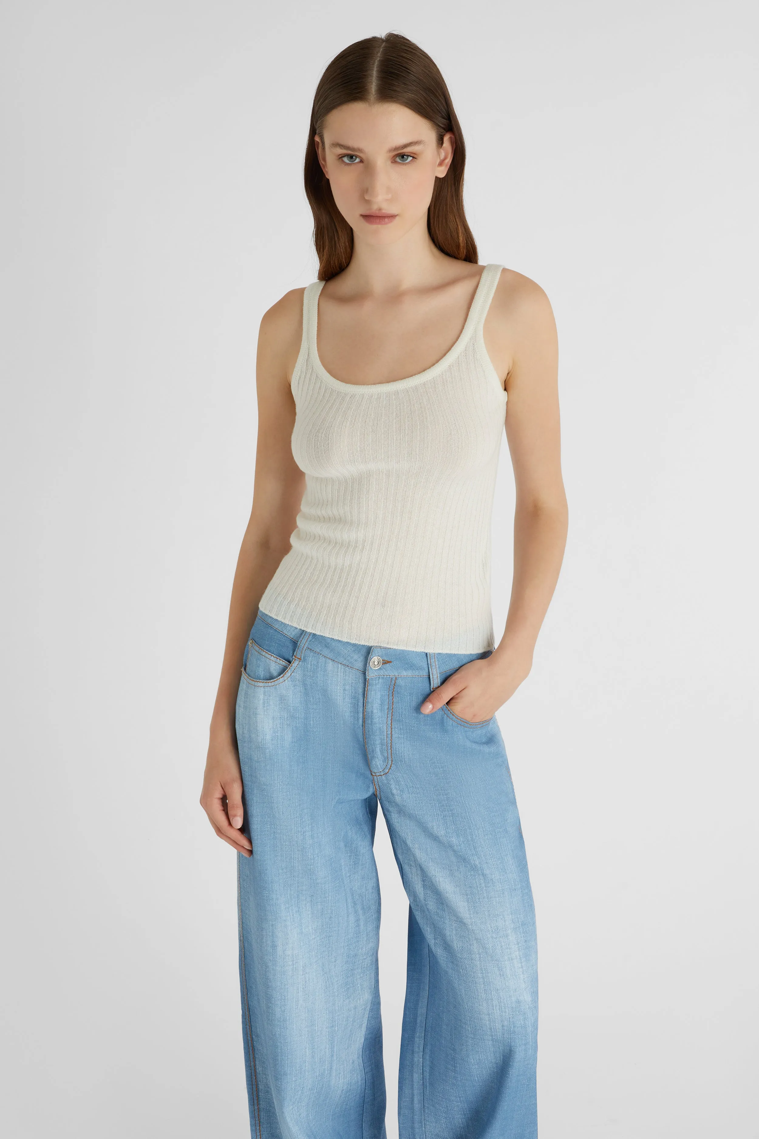 White pure cashmere tank top sold by Ermanno Scervino product image thumbnail 4
