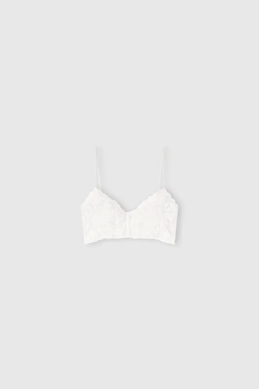Unstructured Tulle White Bra with Rebrodé Lace sold by Ermanno Scervino