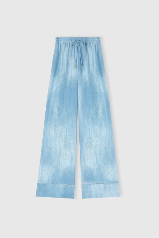 Pajama-Style Trousers in Marocain Jeans Print sold by Ermanno Scervino