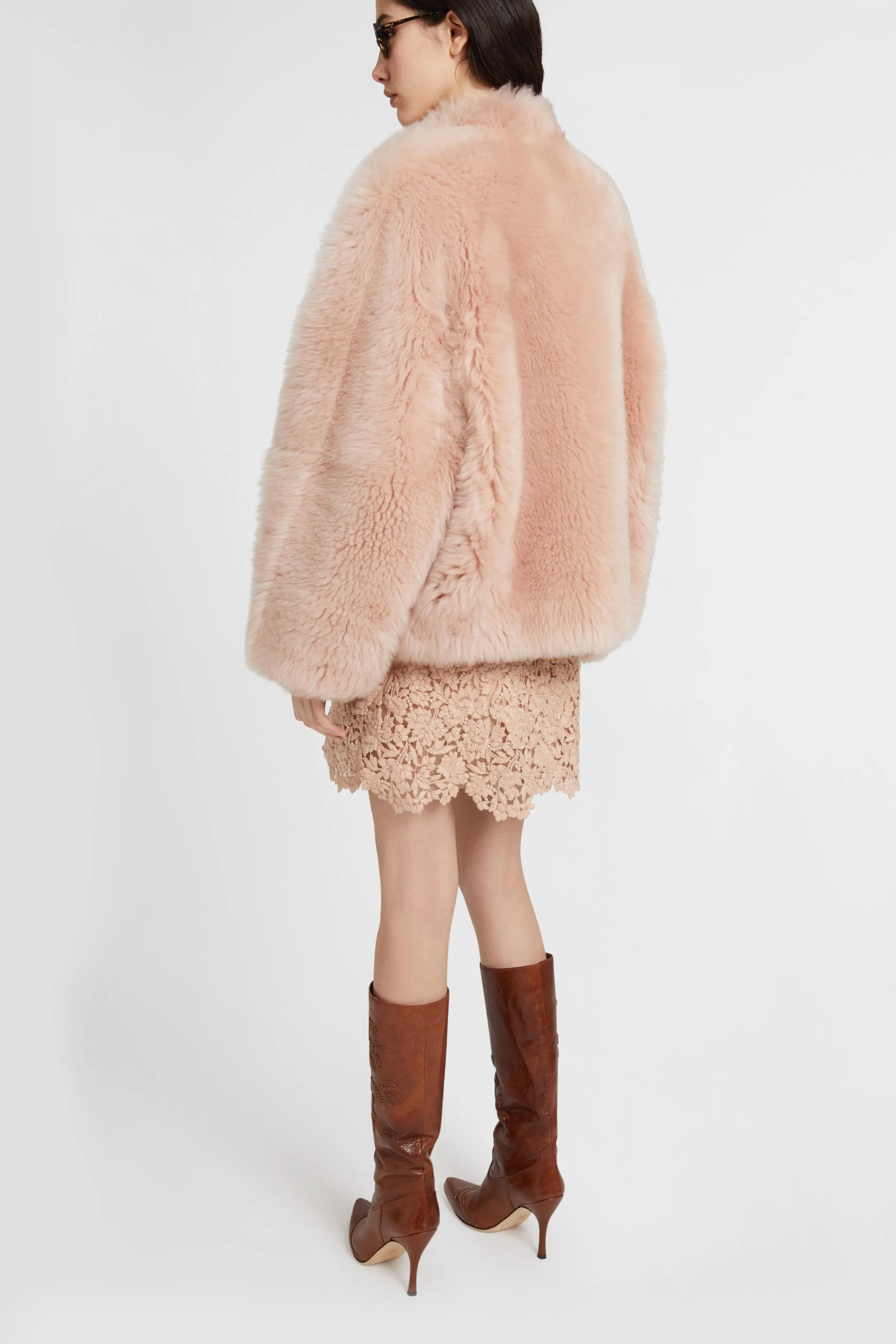 Lambskin leather over jacket with leather and gold metal details. sold by Ermanno Scervino product image thumbnail 4