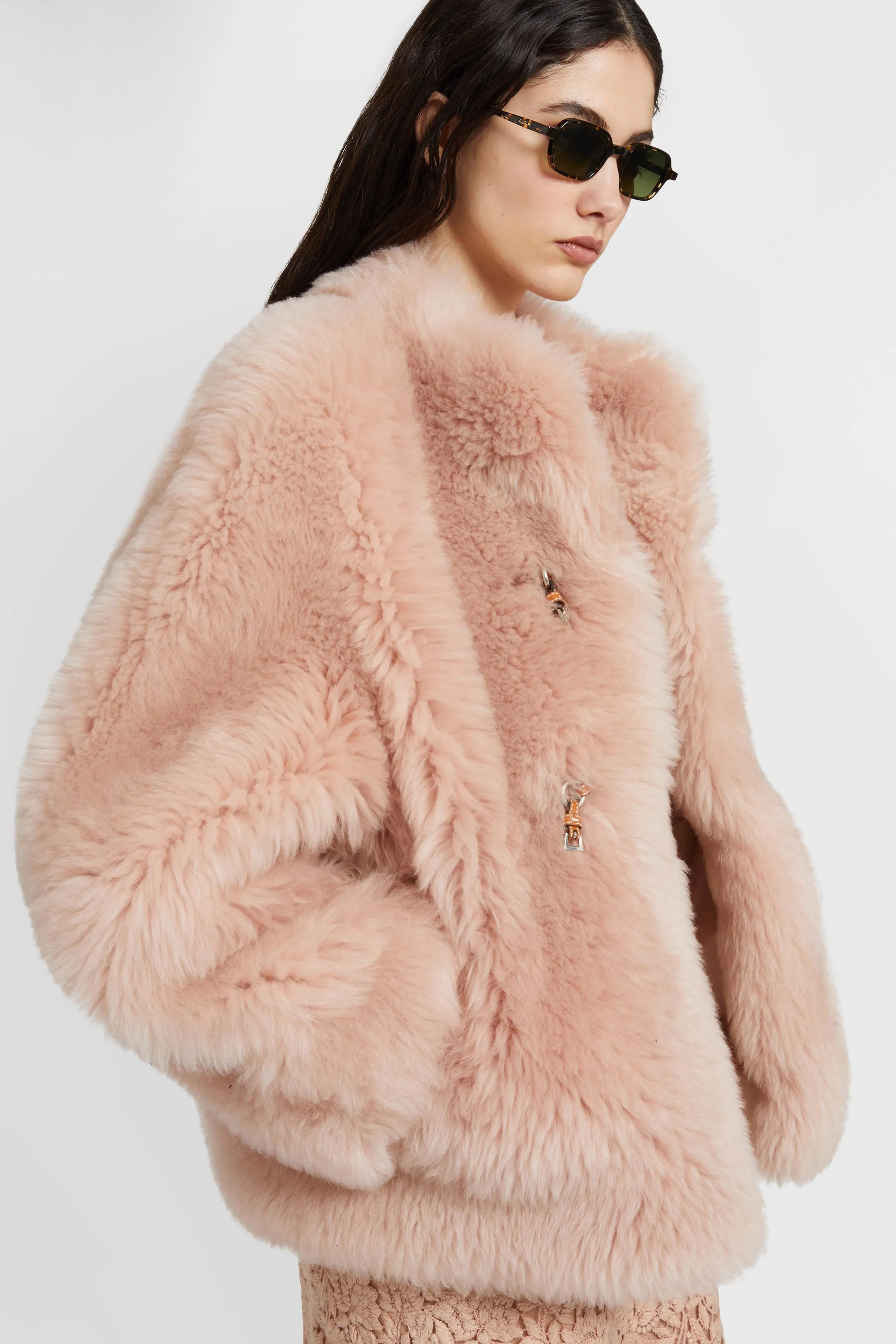 Lambskin leather over jacket with leather and gold metal details. sold by Ermanno Scervino product image thumbnail 5