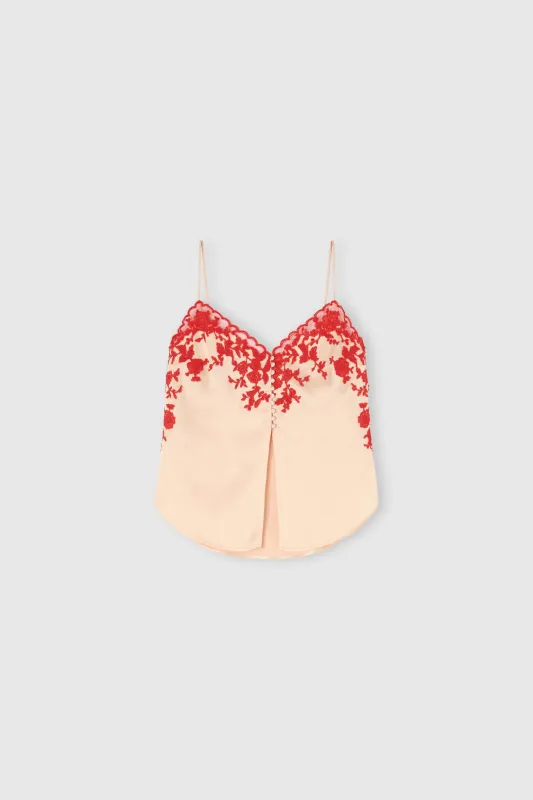 Lingerie-Style Top in Viscose Cady with Rebrodé Lace made by Ermanno Scervino