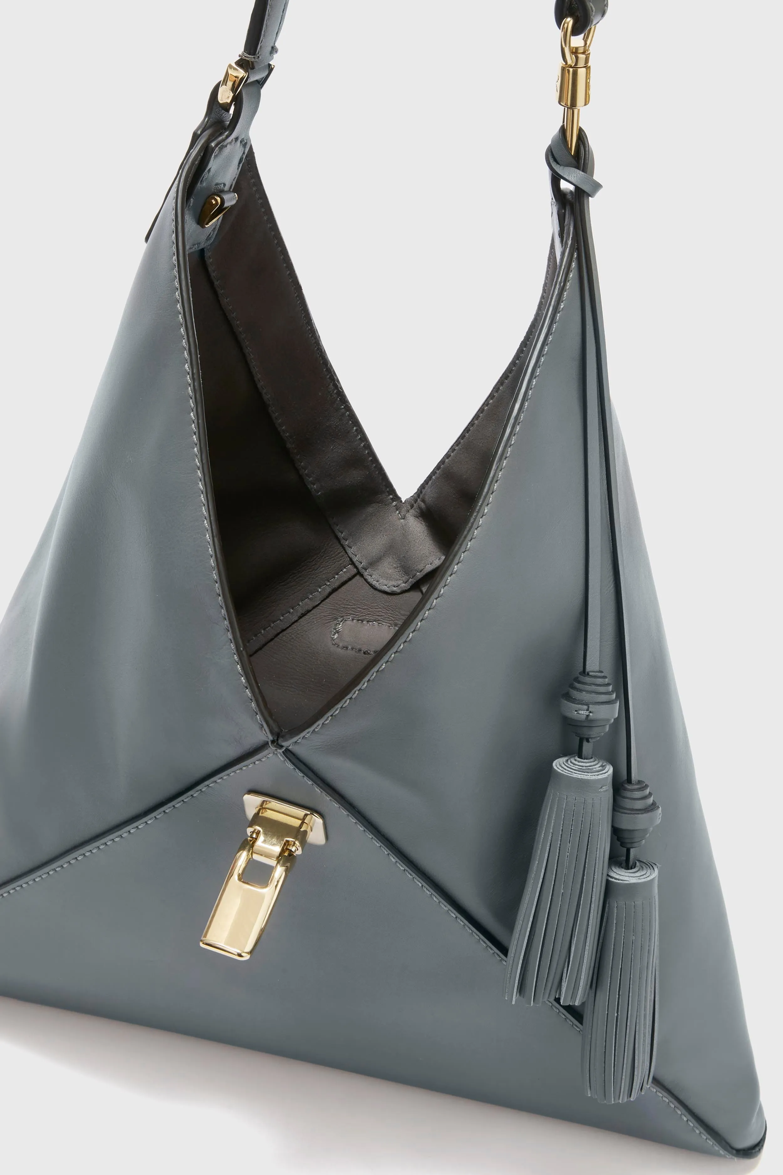 Dark grey smooth calfskin hobo bag sold by Ermanno Scervino product image thumbnail 5