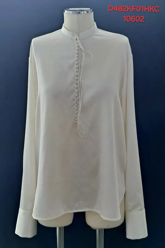 Stretch silk blouse with mandarin collar made by Ermanno Scervino