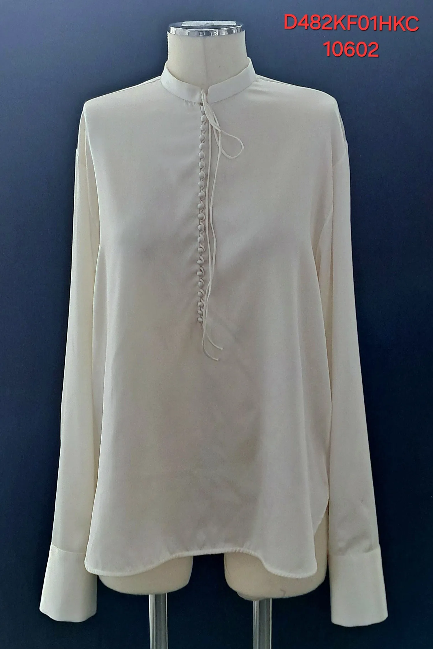 Stretch silk blouse with mandarin collar sold by Ermanno Scervino